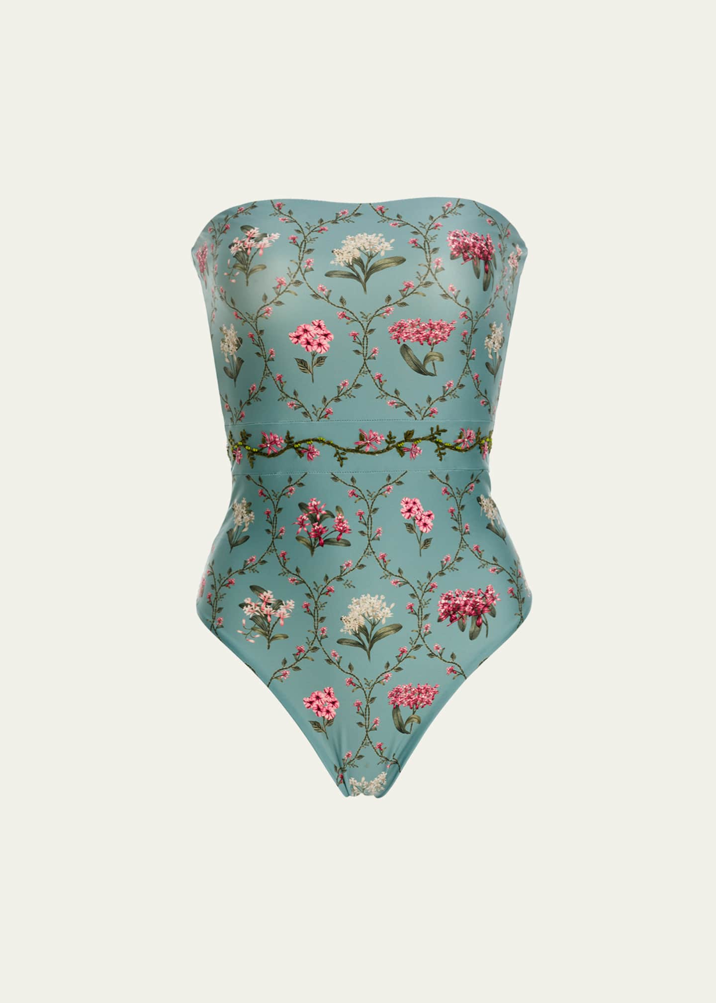 Agua by Agua Bendita Ilusion Orquidea Hand-Embroidered One-Piece Swimsuit Image 1 of 4