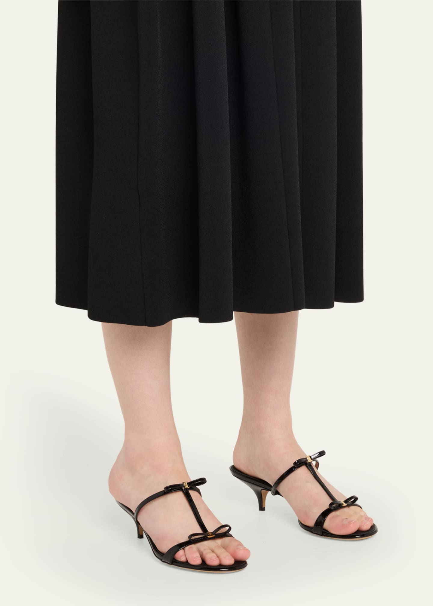 Ferragamo Abili Leather Kitten-Heel Sandals Image 2 of 6