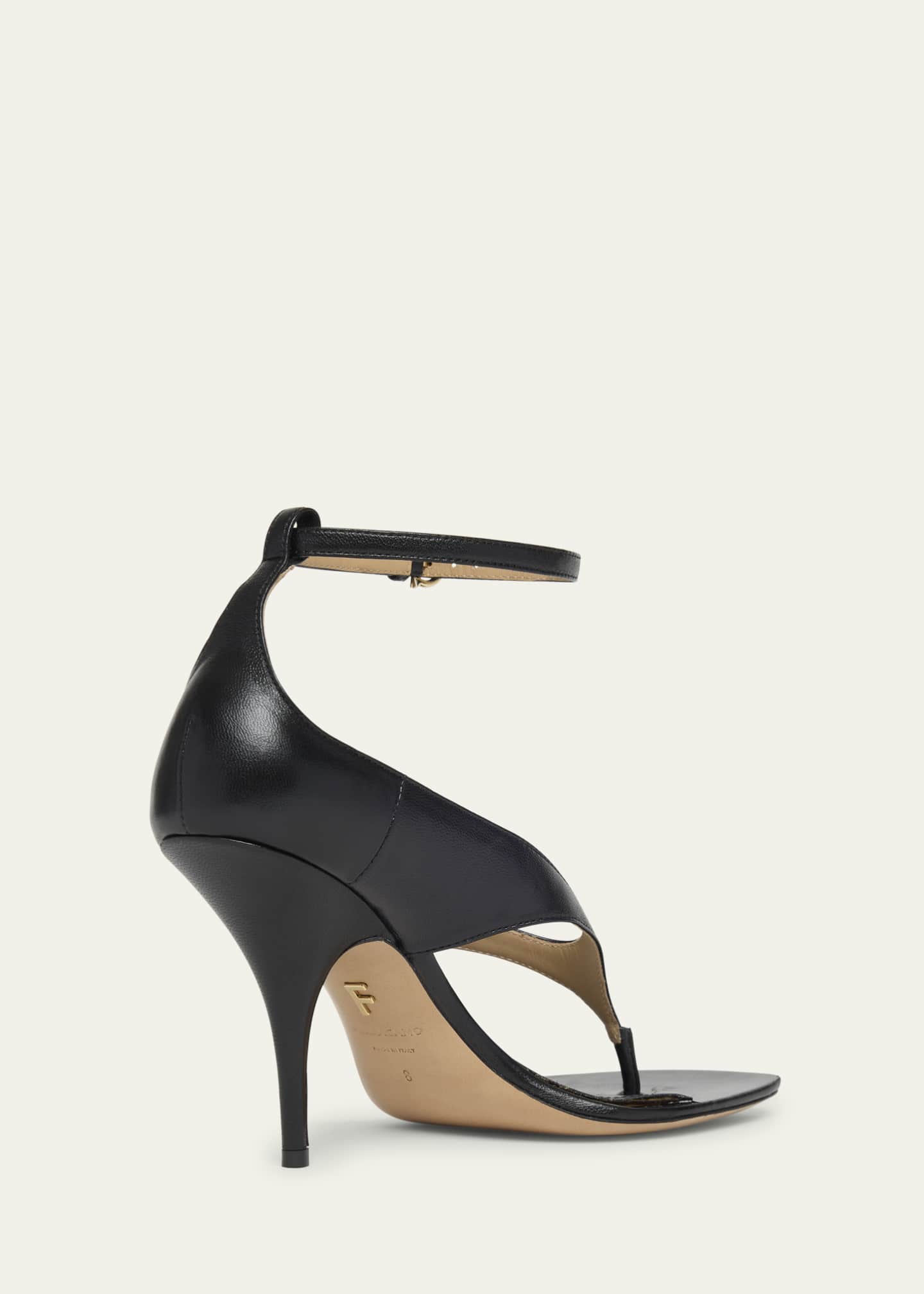 Ferragamo Leliu Leather Ankle-Wrap Thong Sandals Image 4 of 6