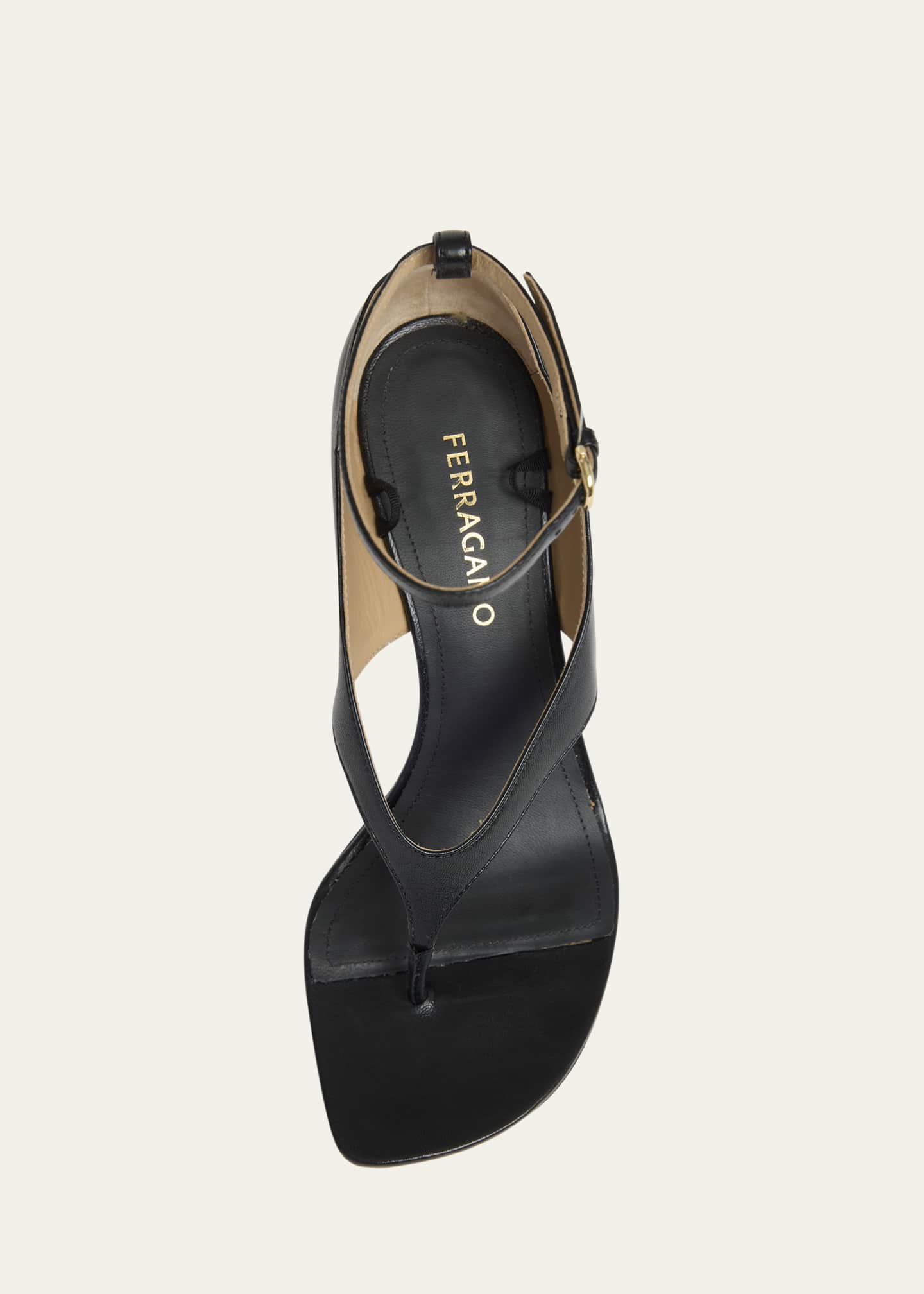 Ferragamo Leliu Leather Ankle-Wrap Thong Sandals Image 6 of 6
