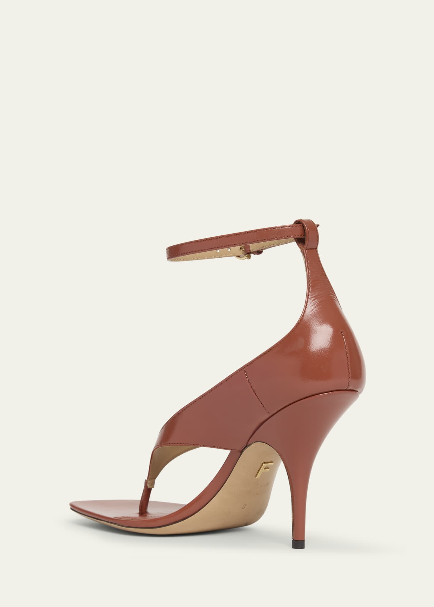 Ferragamo Leliu Leather Ankle-Wrap Thong Sandals Image 4 of 6