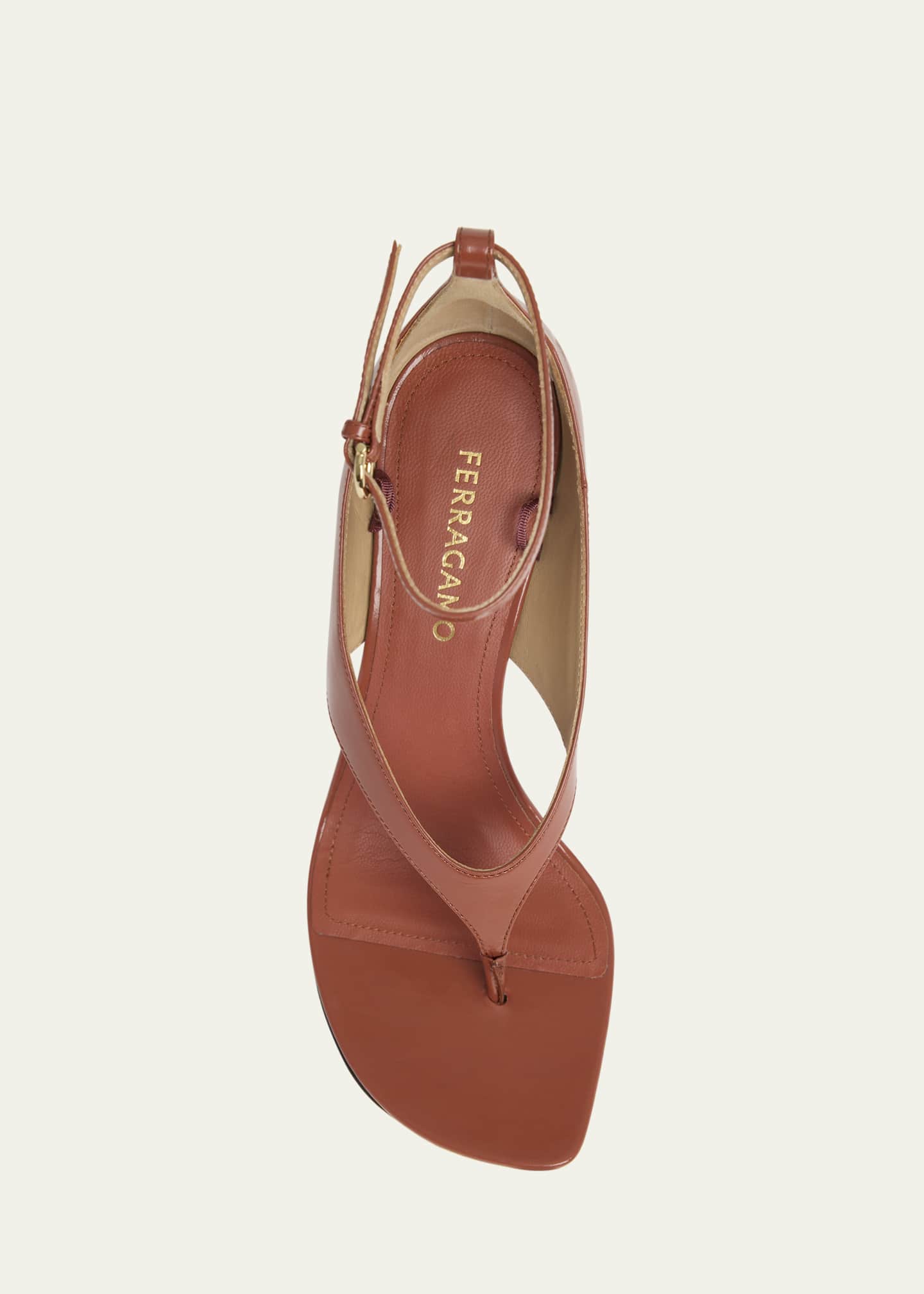 Ferragamo Leliu Leather Ankle-Wrap Thong Sandals Image 6 of 6