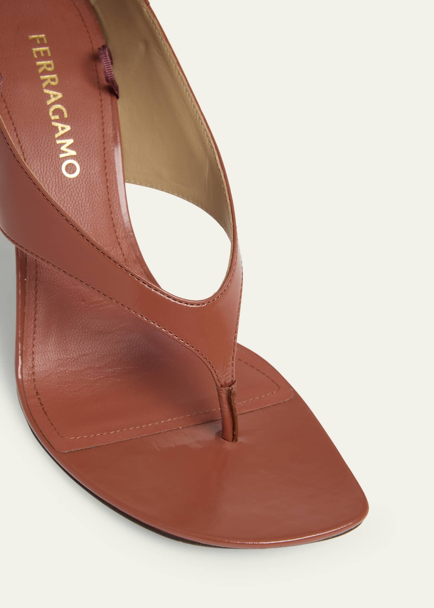 Ferragamo Leliu Leather Ankle-Wrap Thong Sandals Image 5 of 6