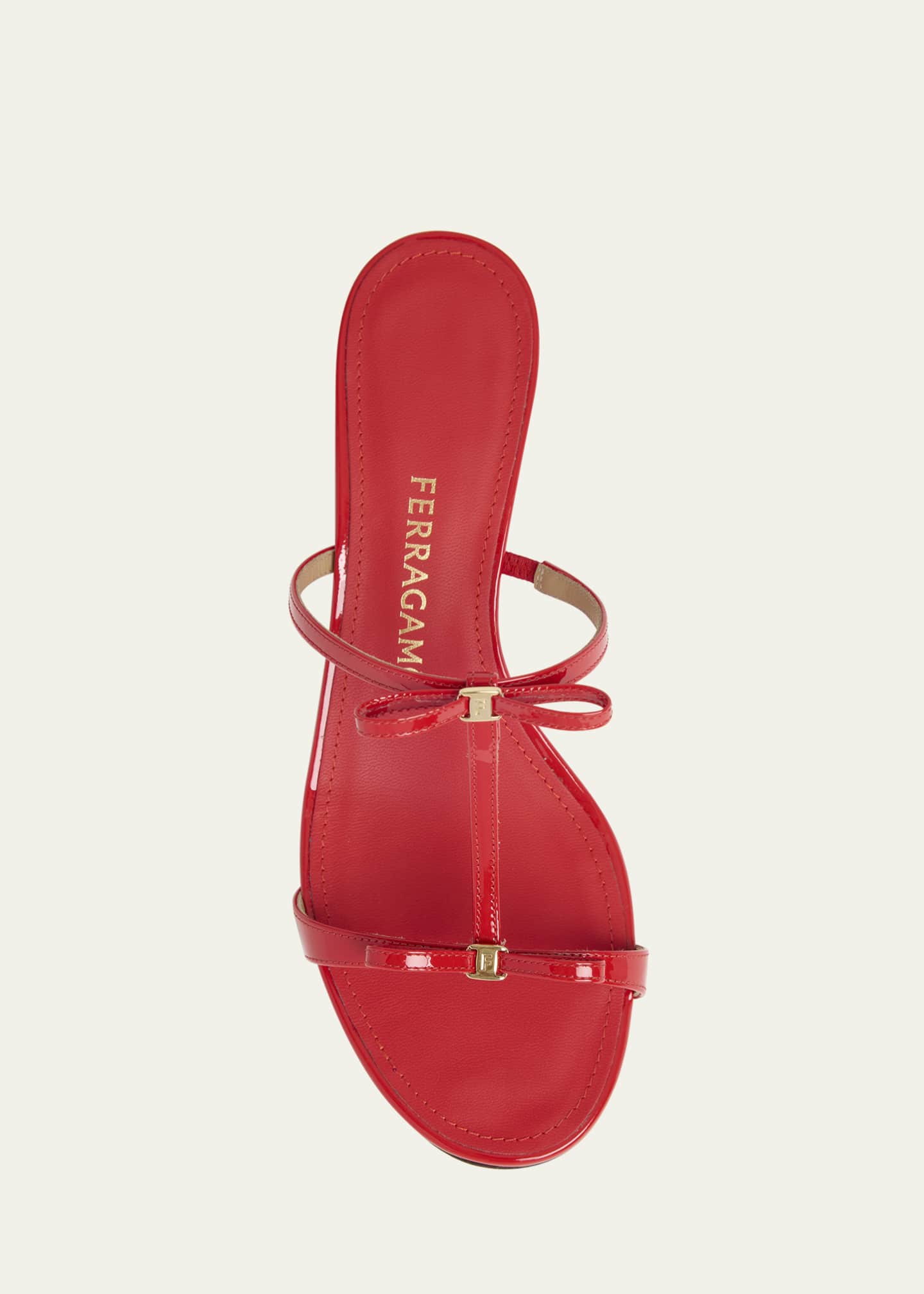 Ferragamo Abili Patent T-Strap Slide Sandals Image 4 of 4