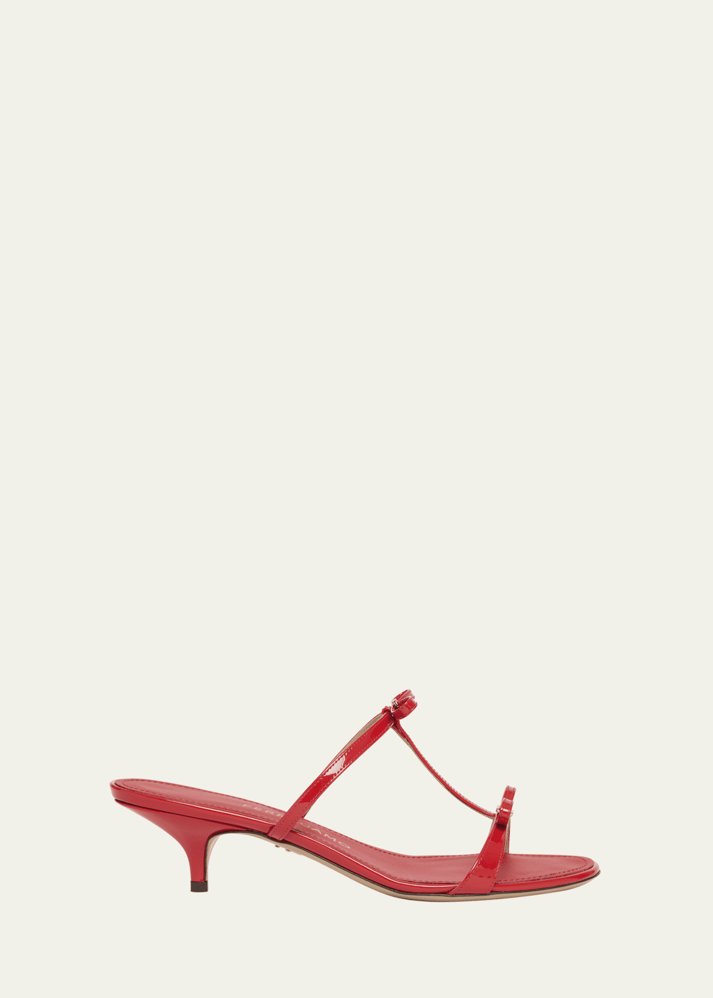 Ferragamo Abili Patent T-Strap Slide Sandals Image 1 of 4