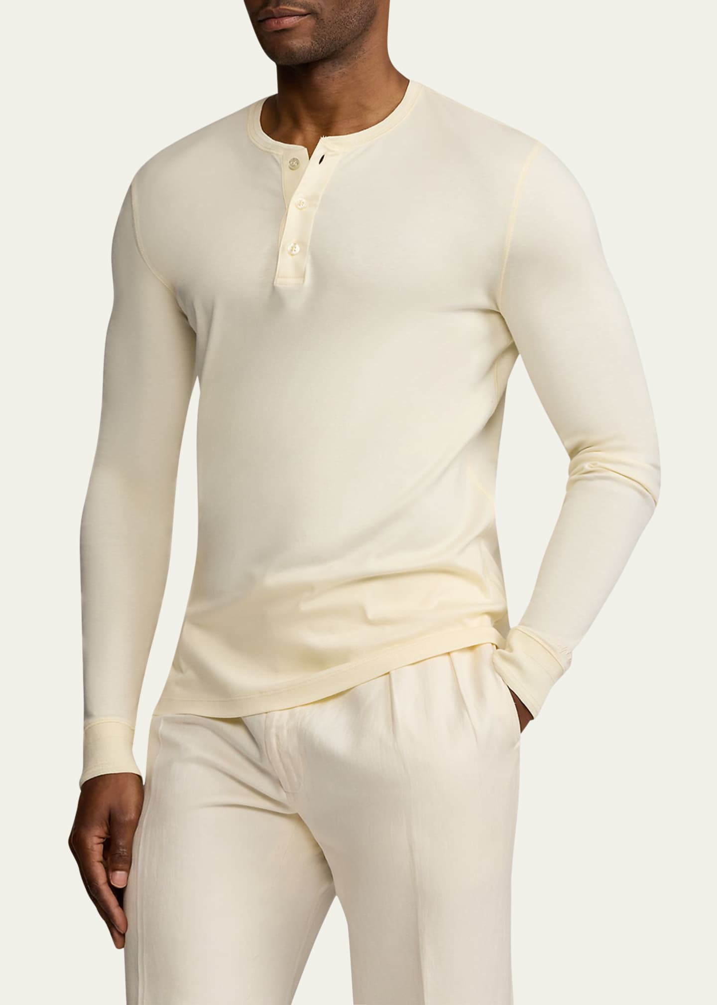 Ralph Lauren Purple Label Men's Interlock Henley Shirt Image 6 of 6
