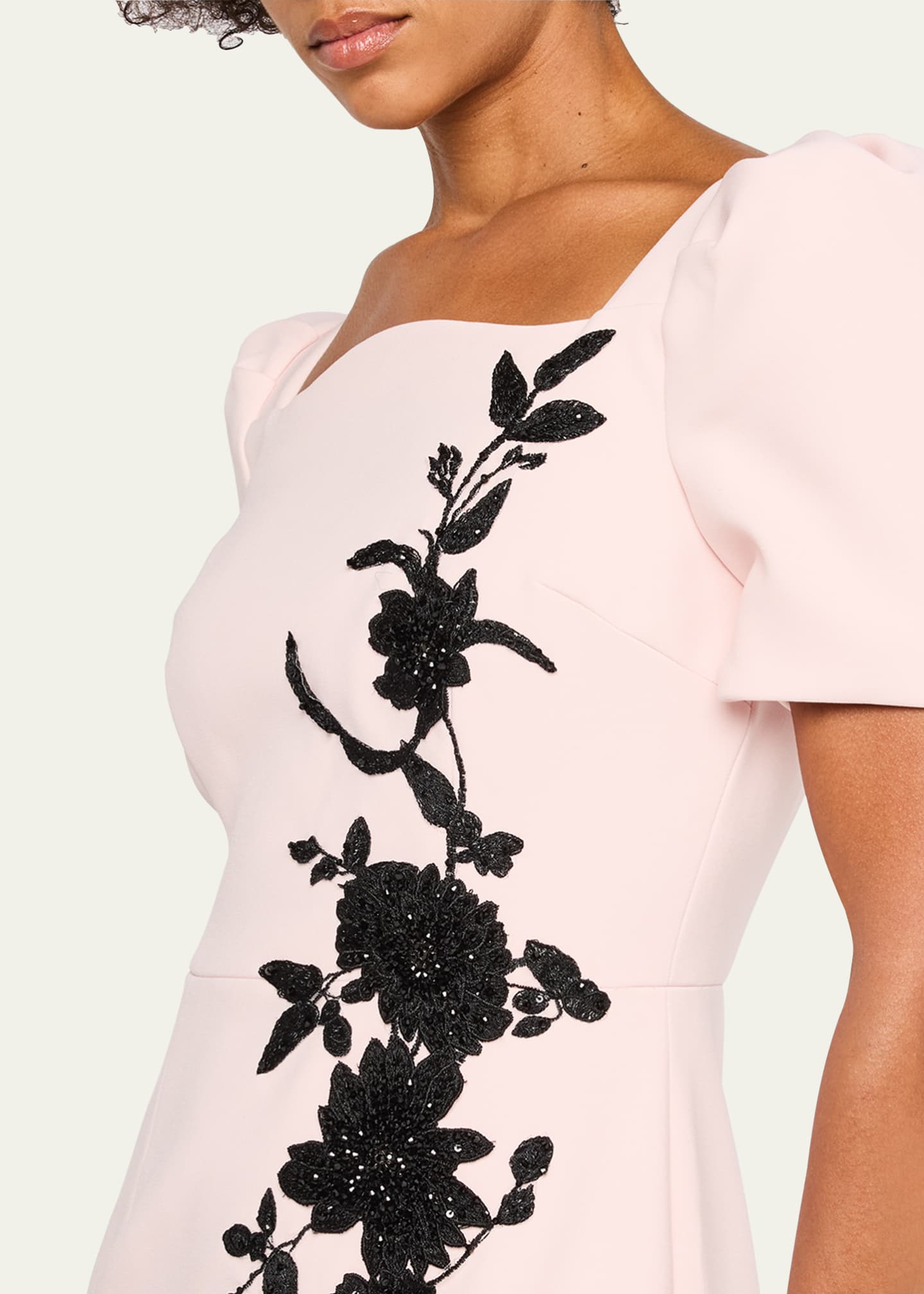 Rickie Freeman for Teri Jon Floral Applique Crepe Column Gown Image 5 of 5