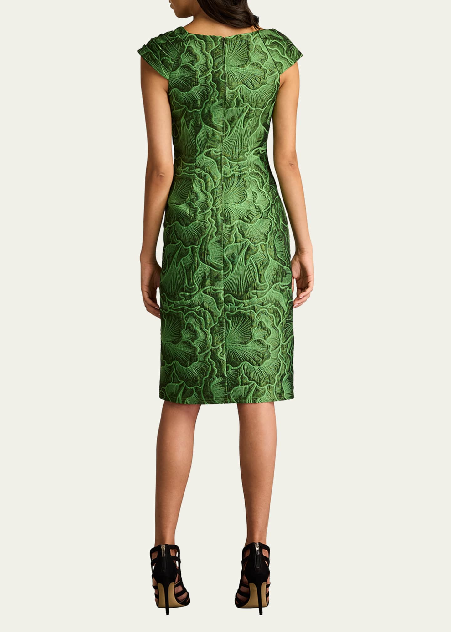 Tadashi Shoji Asymmetric Floral Jacquard Dress Image 3 of 5