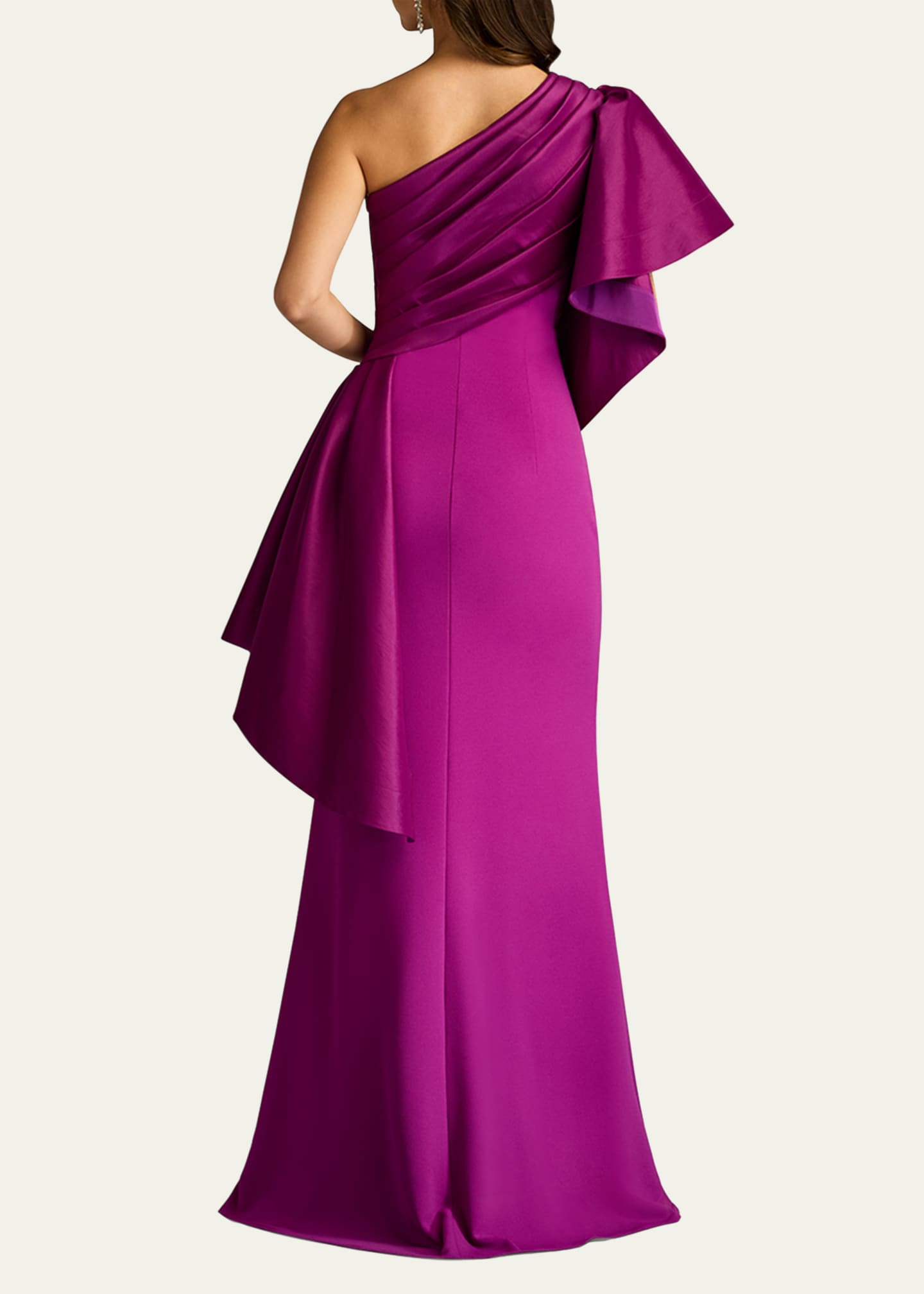 Tadashi Shoji Draped One-Shoulder Taffeta Crepe Gown Image 3 of 5