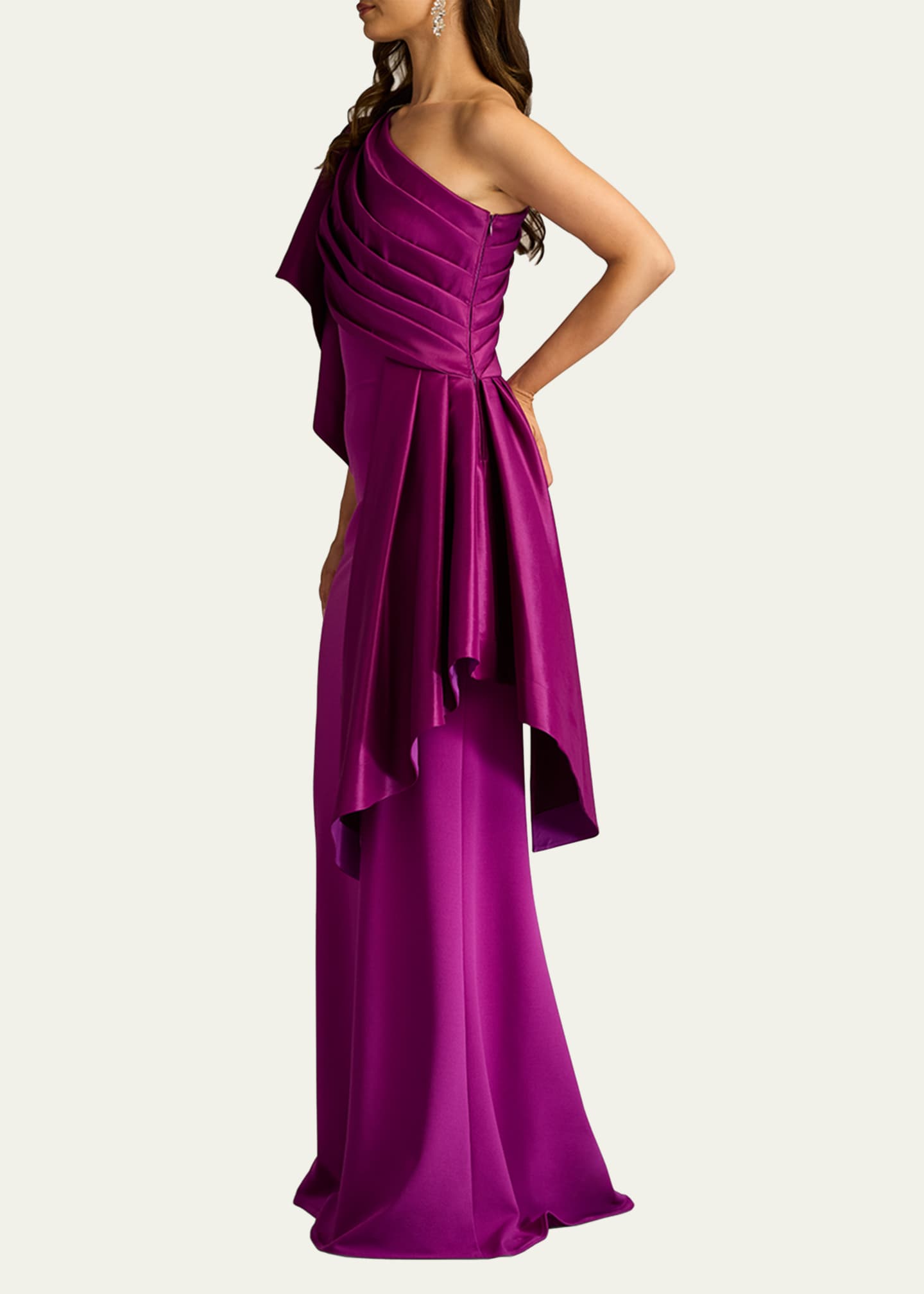 Tadashi Shoji Draped One-Shoulder Taffeta Crepe Gown Image 4 of 5