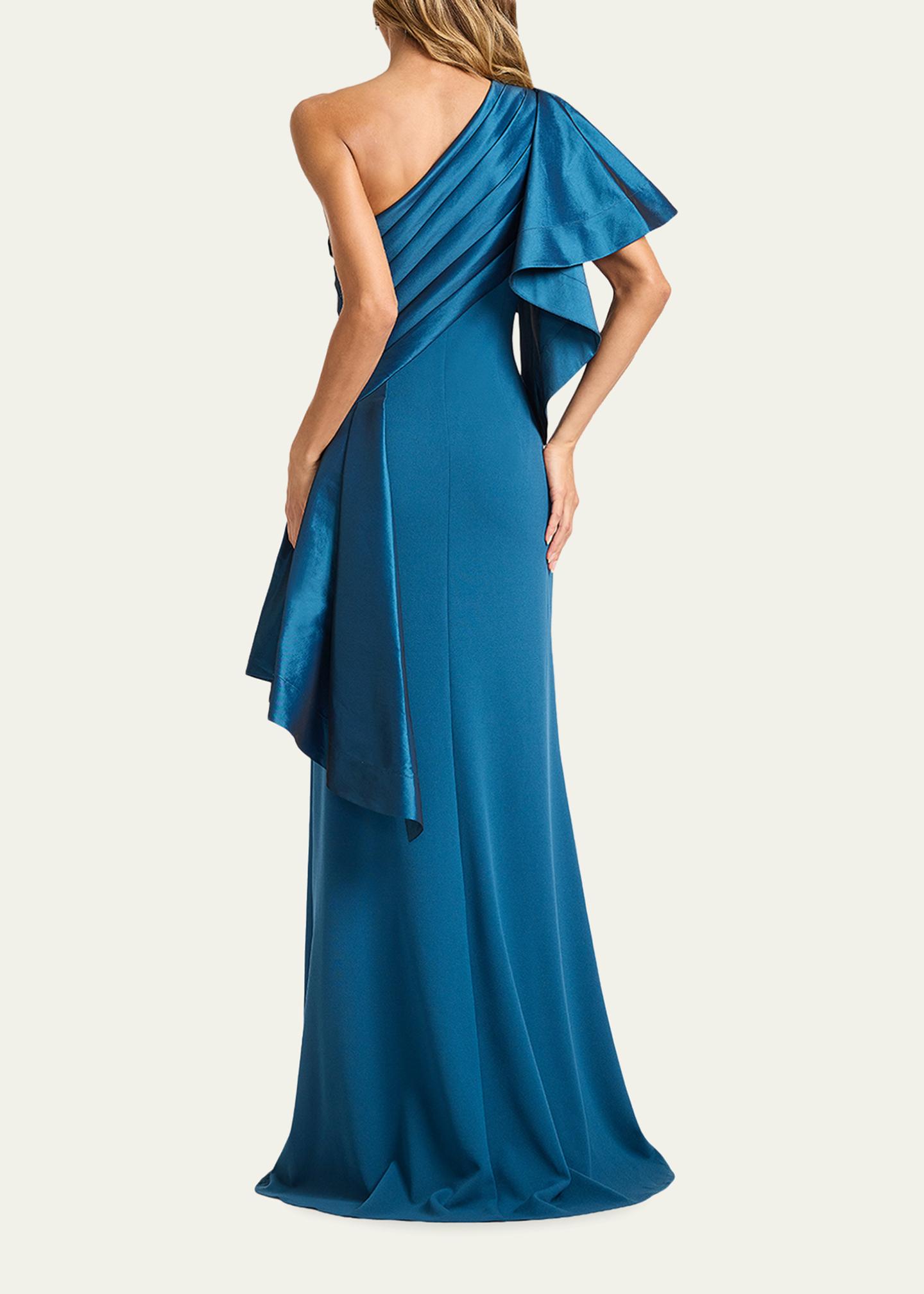 Tadashi Shoji Draped One-Shoulder Taffeta Crepe Gown - Bergdorf