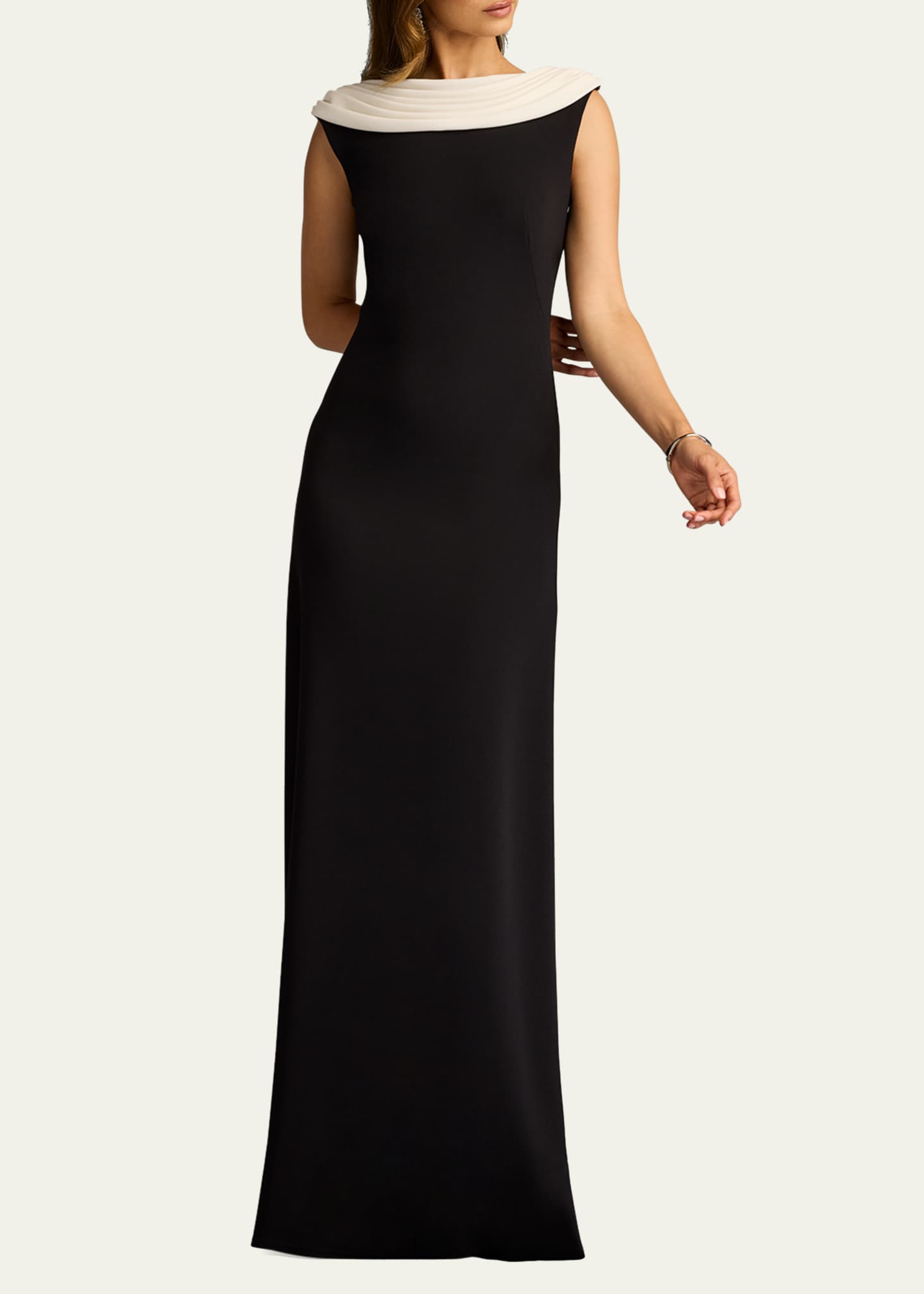 Tadashi Shoji Draped Two-Tone Crepe Gown Image 2 of 5