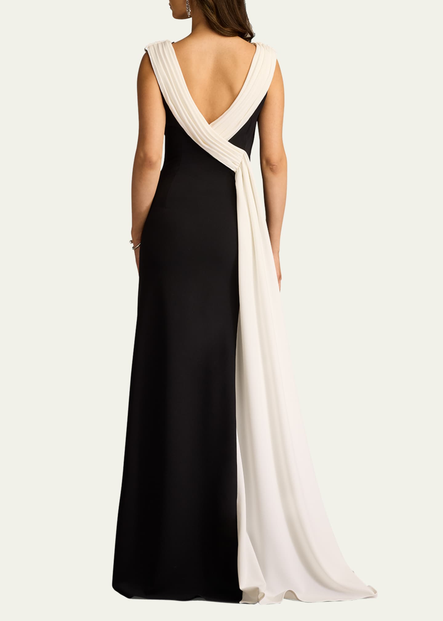 Tadashi Shoji Draped Two-Tone Crepe Gown Image 3 of 5
