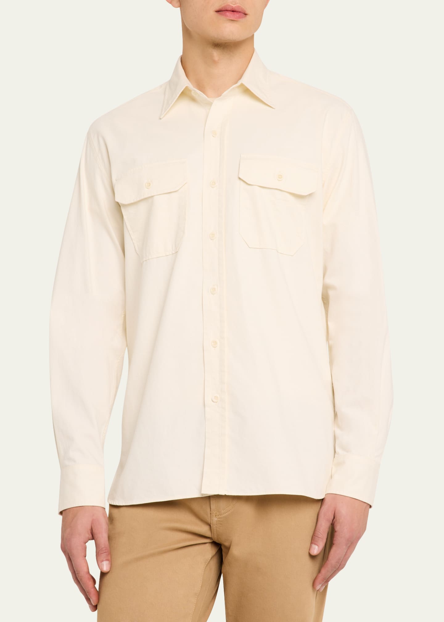 Ralph Lauren Purple Label Men's Chino Twill Casual Button-Down Shirt Image 4 of 5