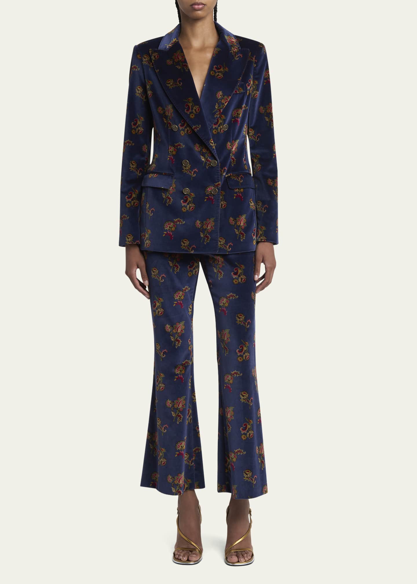 Etro Floral Velvet Flared Trousers Image 2 of 5