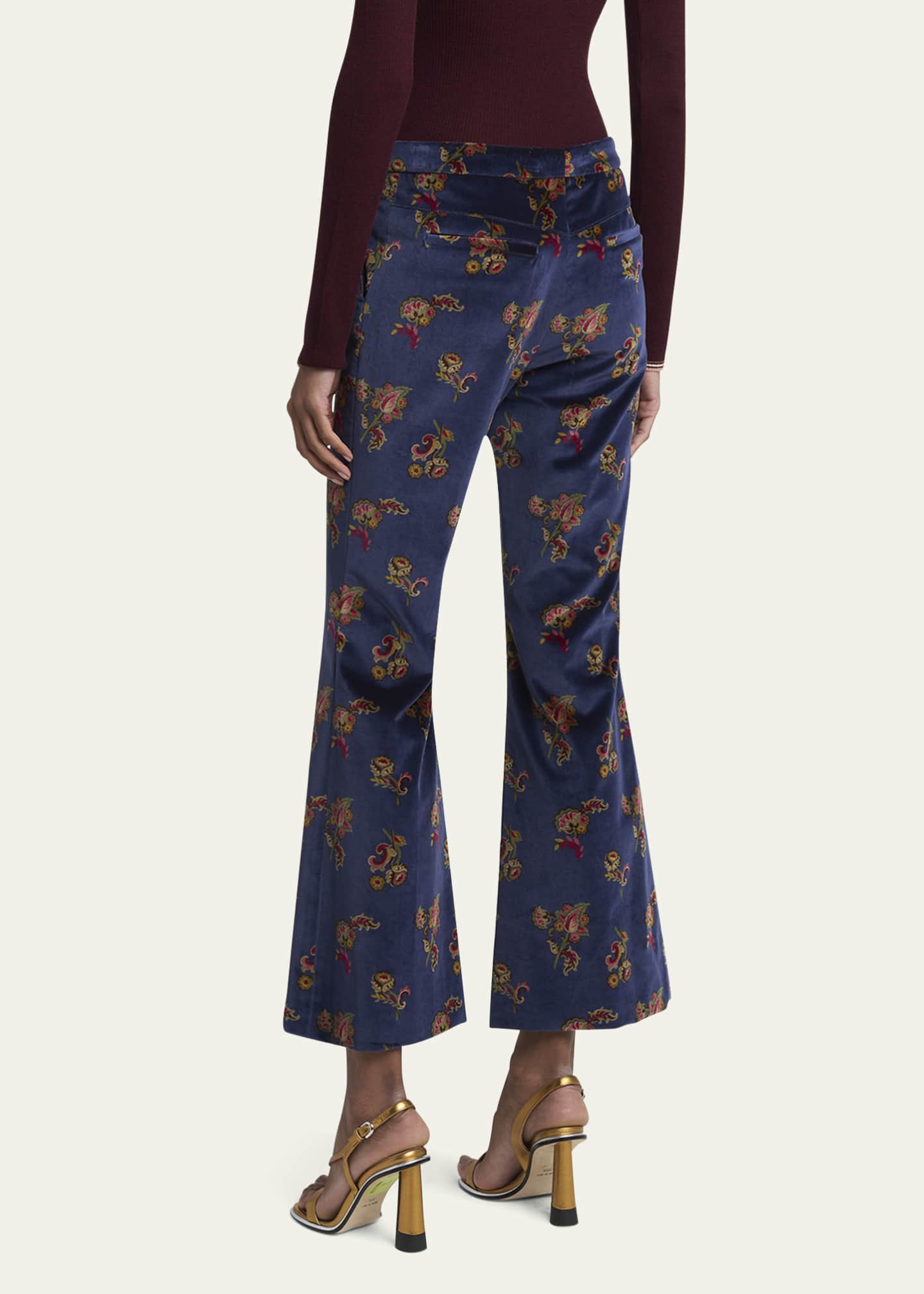 Etro Floral Velvet Flared Trousers Image 3 of 5