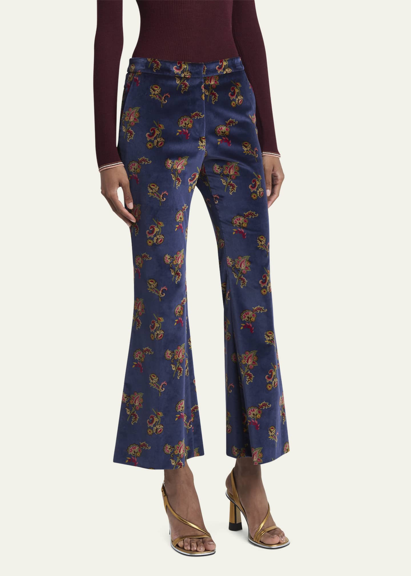 Etro Floral Velvet Flared Trousers Image 4 of 5