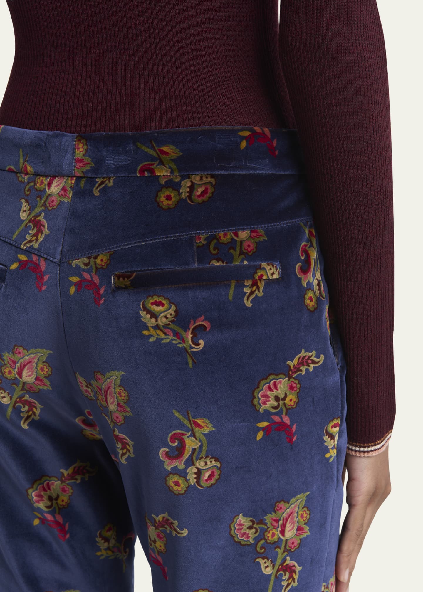 Etro Floral Velvet Flared Trousers Image 5 of 5