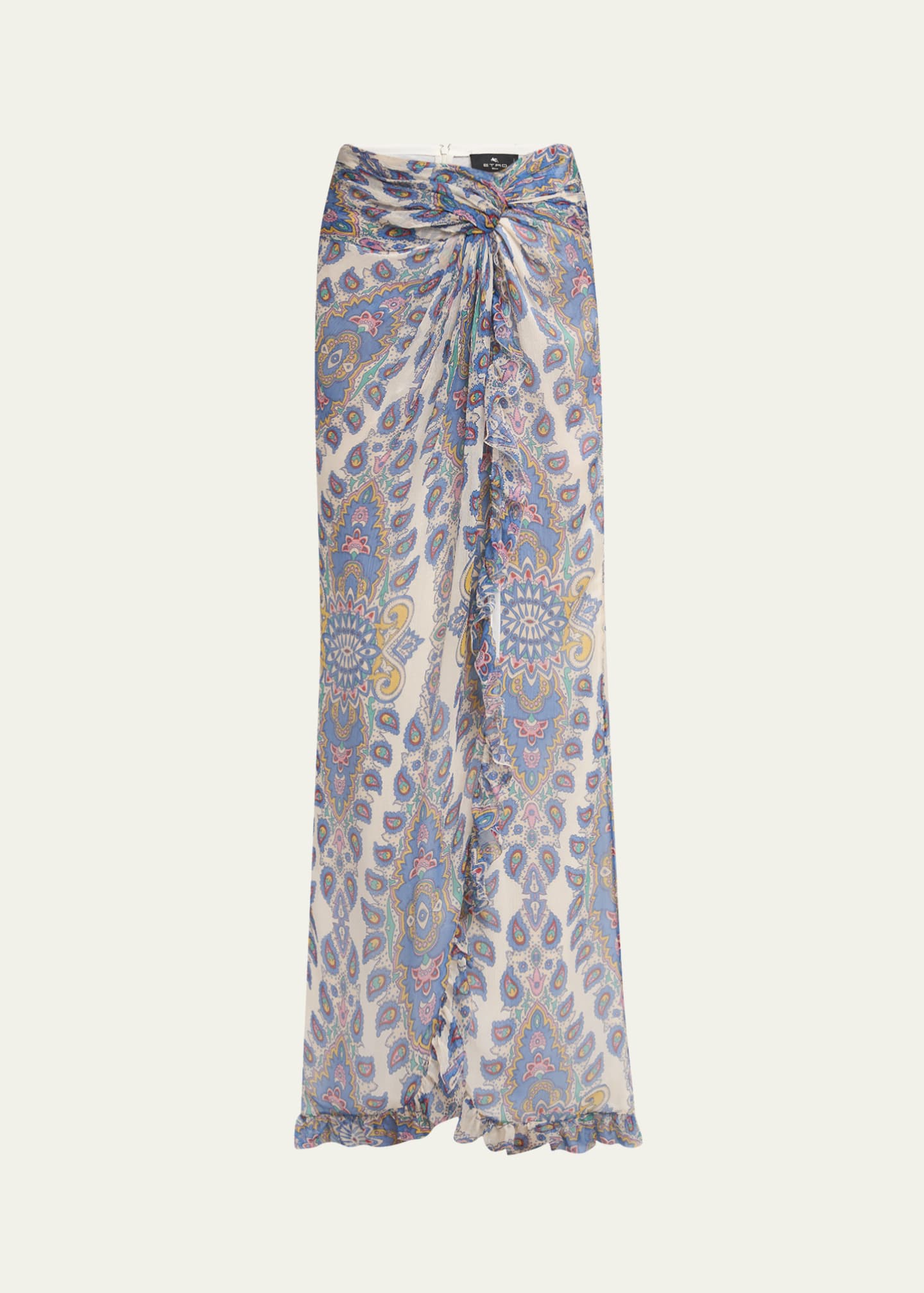 Etro Long Paisley Twist-Front Skirt Image 1 of 5