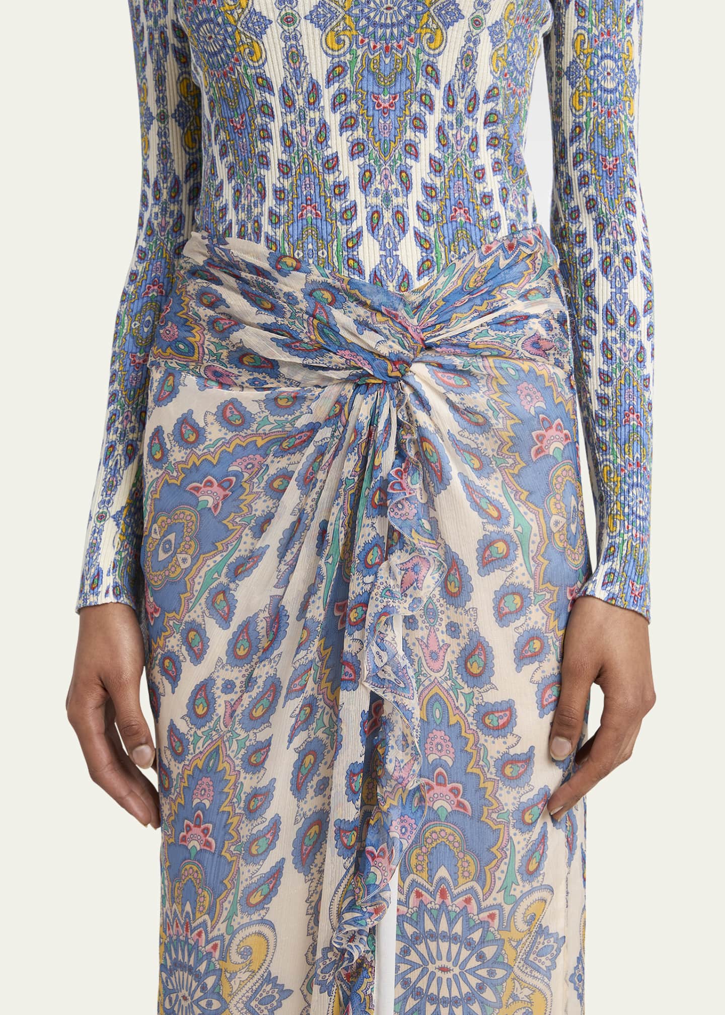 Etro Long Paisley Twist-Front Skirt Image 5 of 5