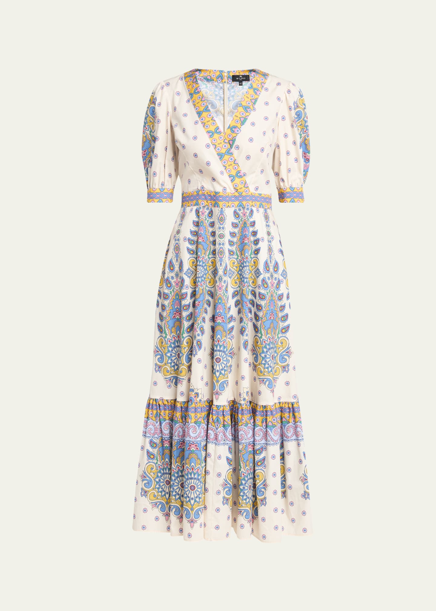 Etro Paisley-Print Puff-Sleeve Midi Dress Image 1 of 5