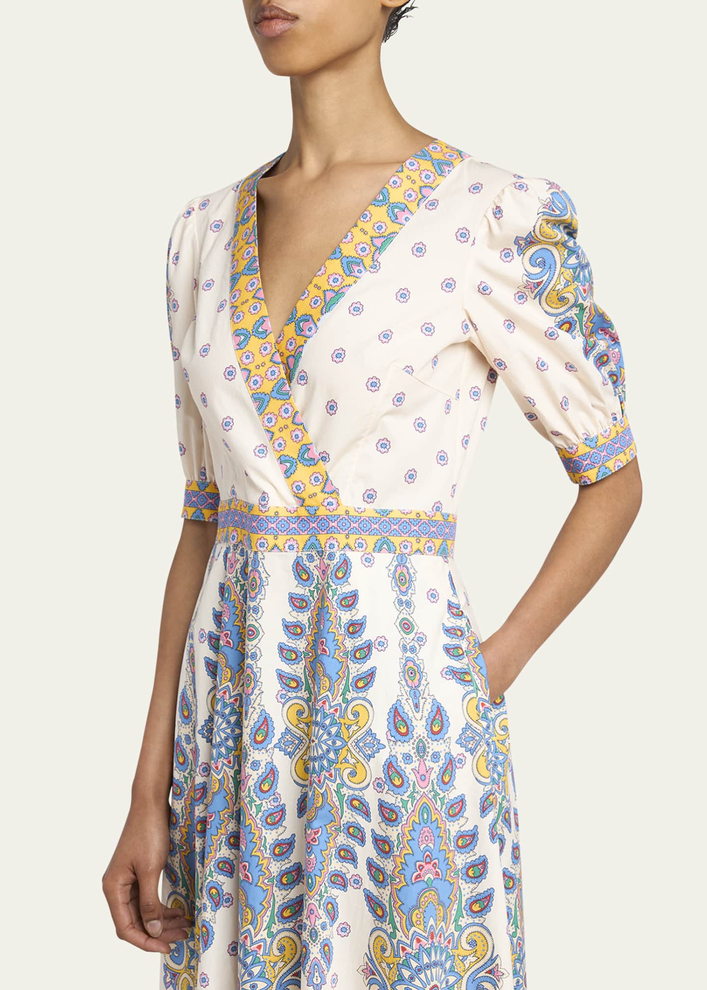 Etro Paisley-Print Puff-Sleeve Midi Dress Image 5 of 5