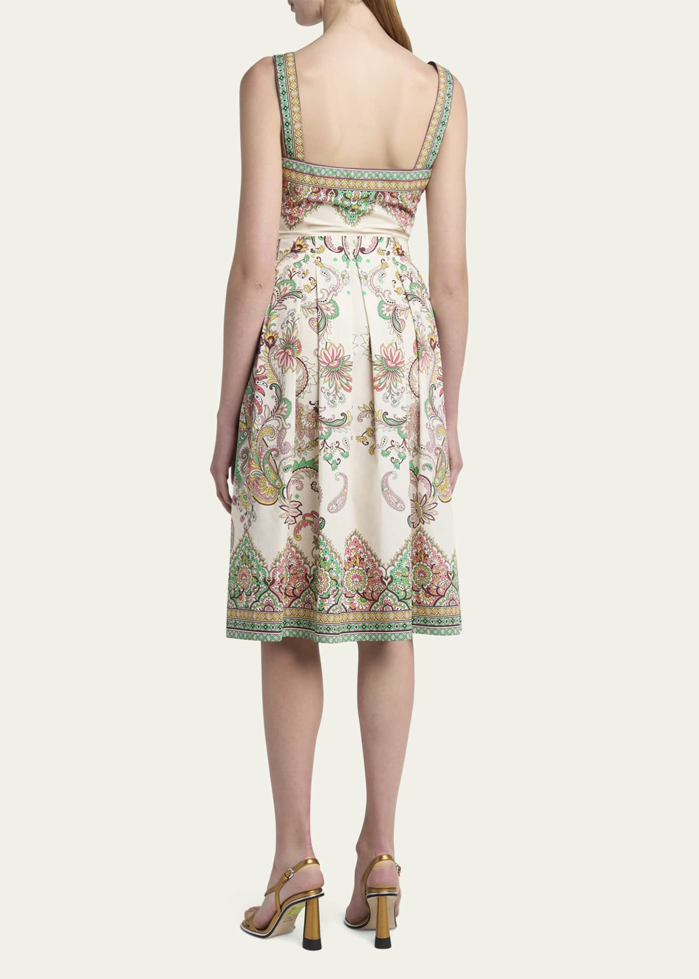 Etro Paisley Cotton Sweetheart Midi Dress Image 3 of 5
