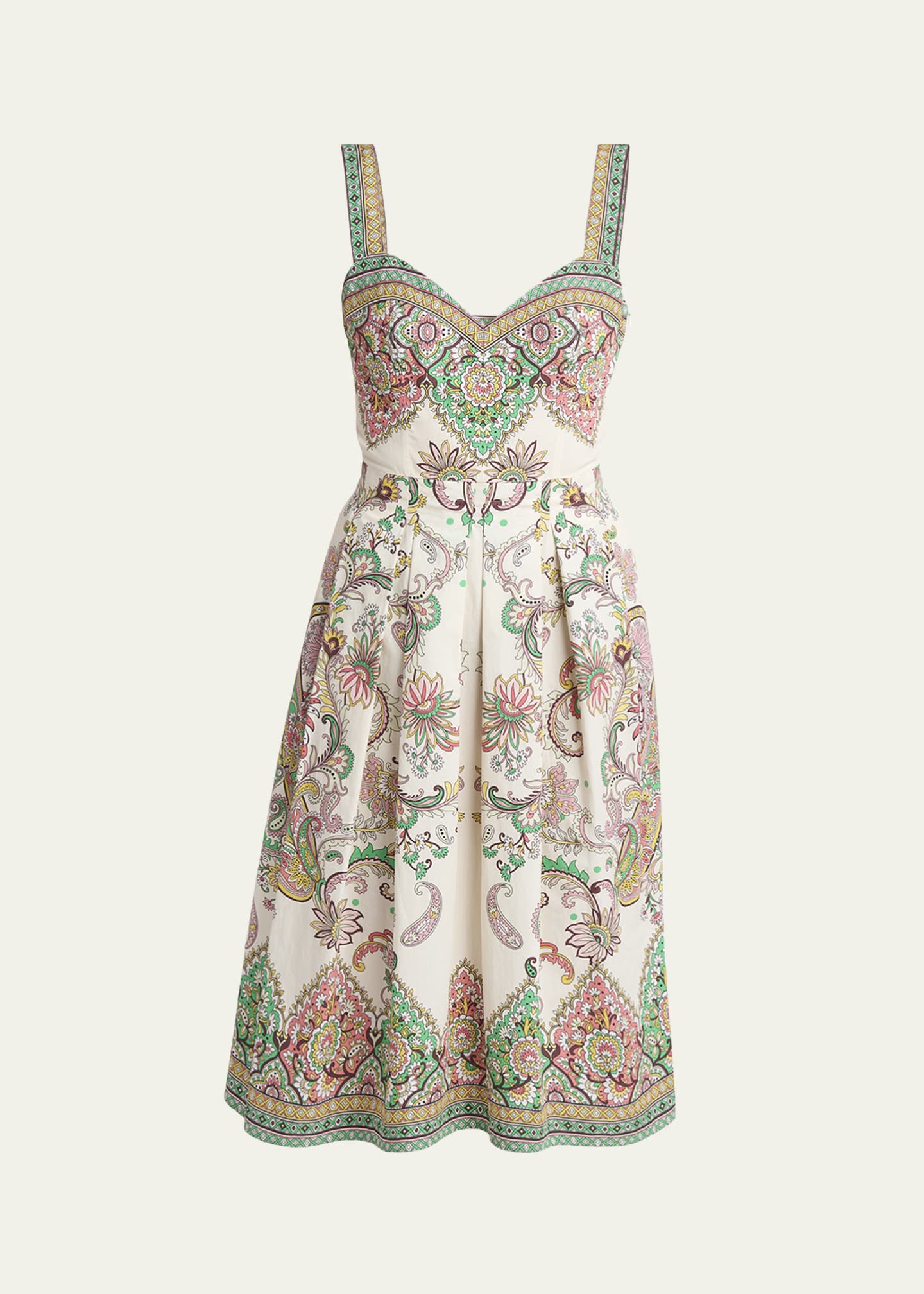 Etro Paisley Cotton Sweetheart Midi Dress Image 1 of 5