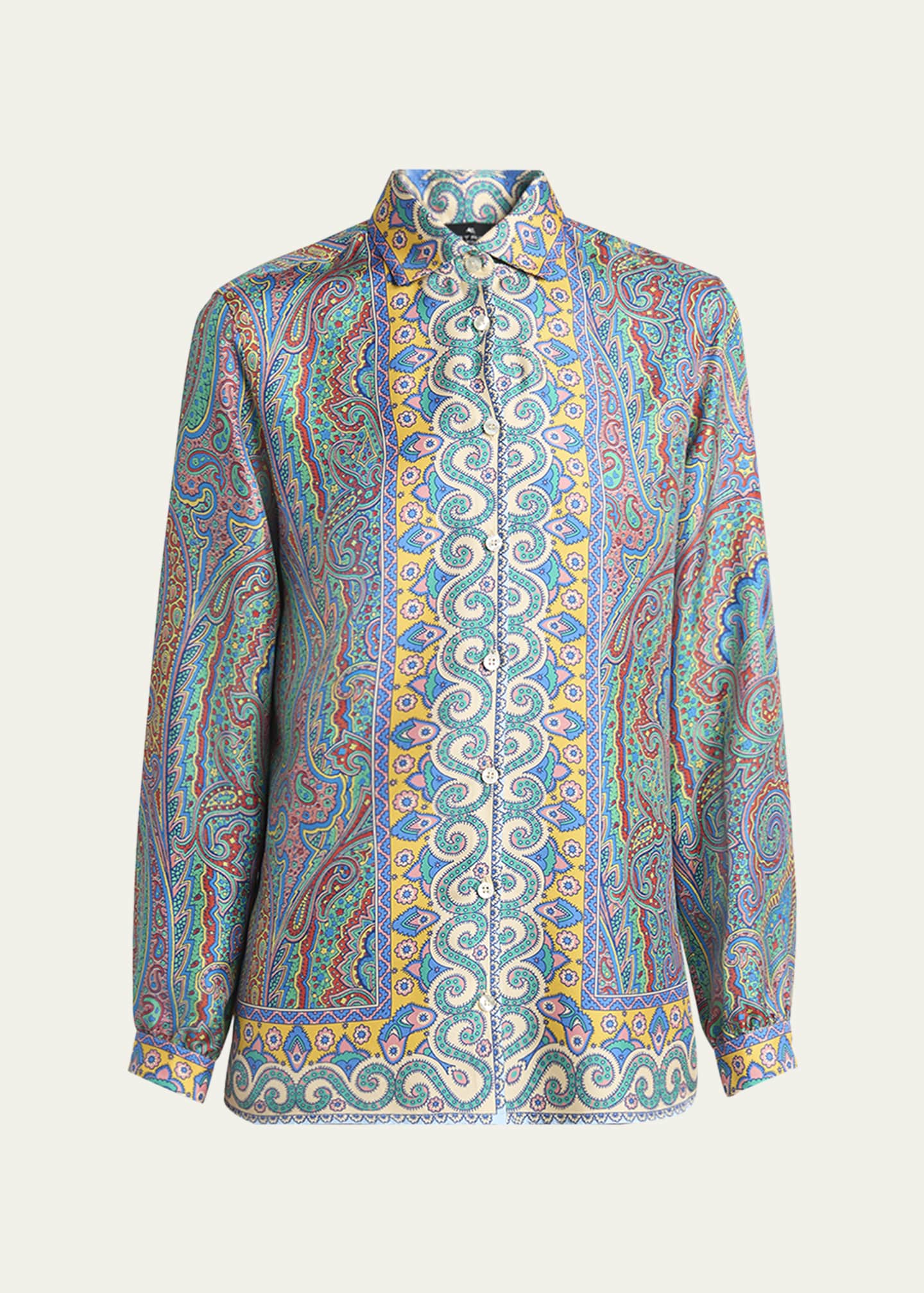 Etro Paisley Button Down Silk Blouse Image 1 of 5