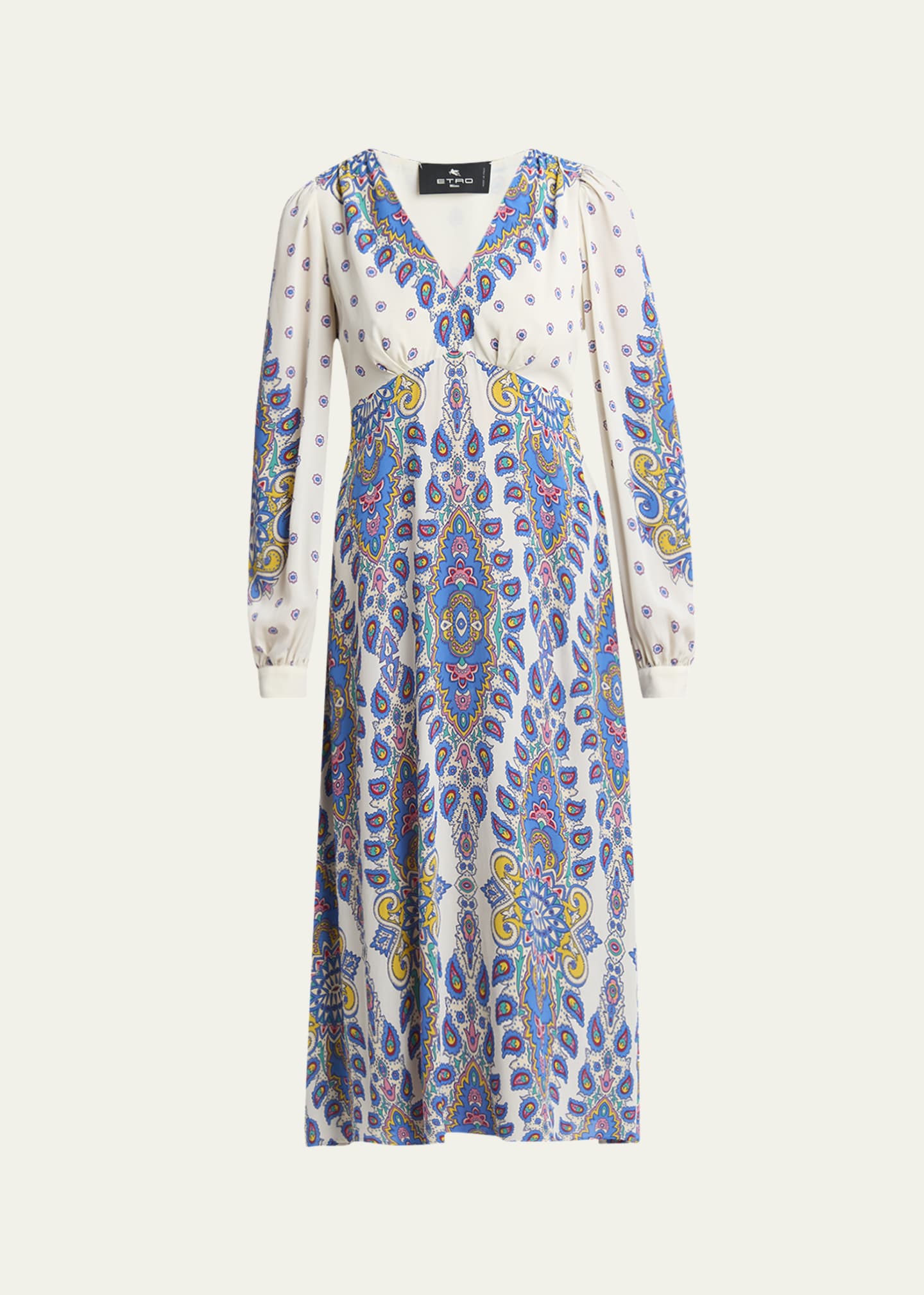 Etro Paisley V-Neck Midi Dresses Image 1 of 5
