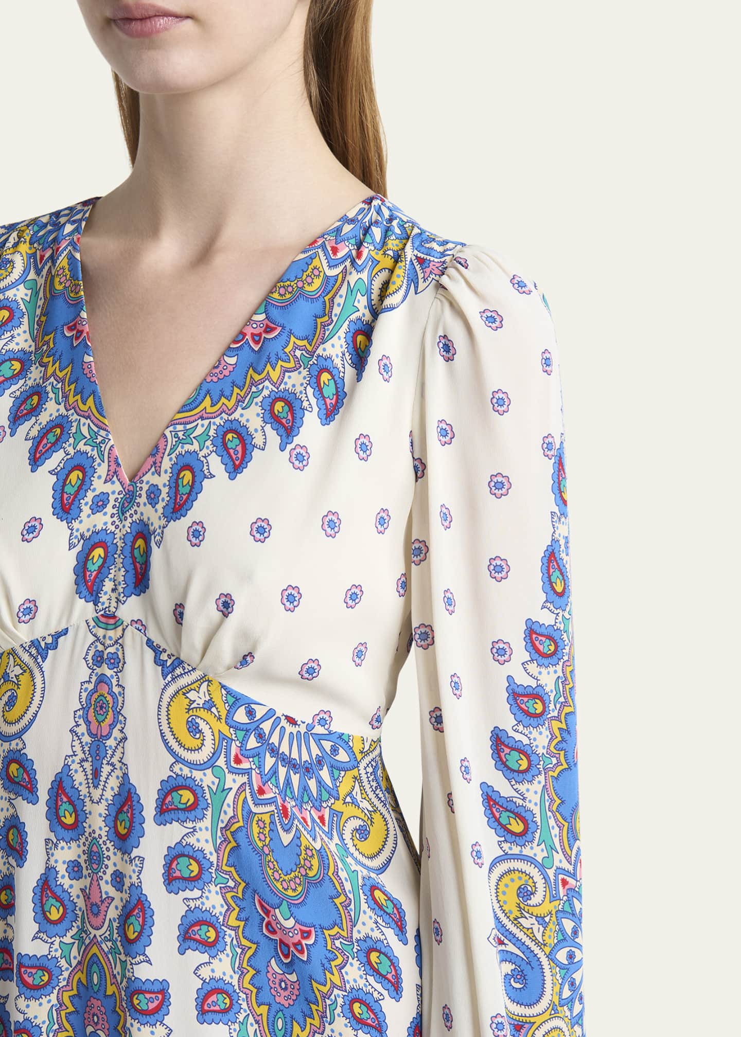 Etro Paisley V-Neck Midi Dresses Image 5 of 5