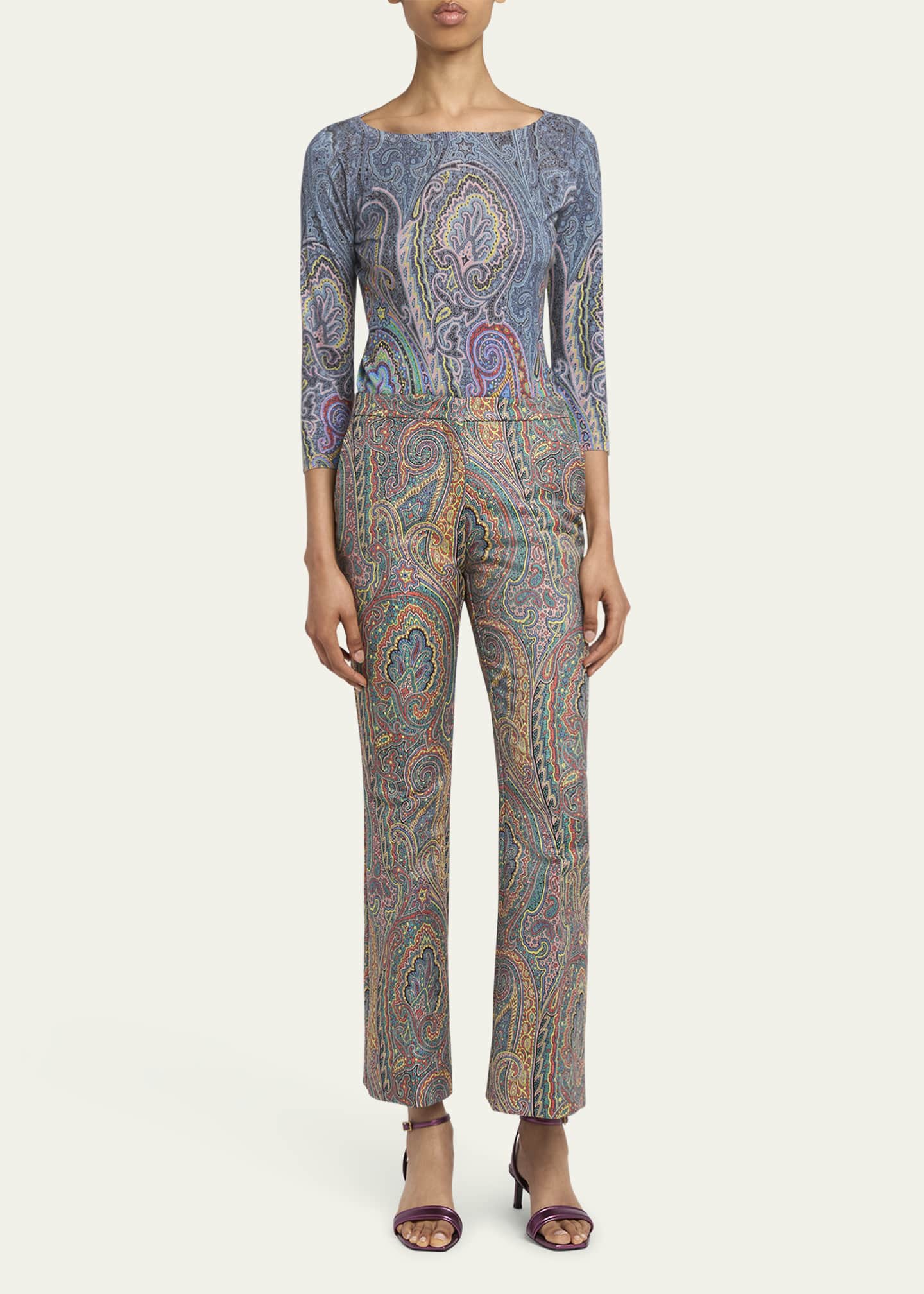 Etro Paisley Three-Quarter Sleeve Cashmere Top Image 2 of 5