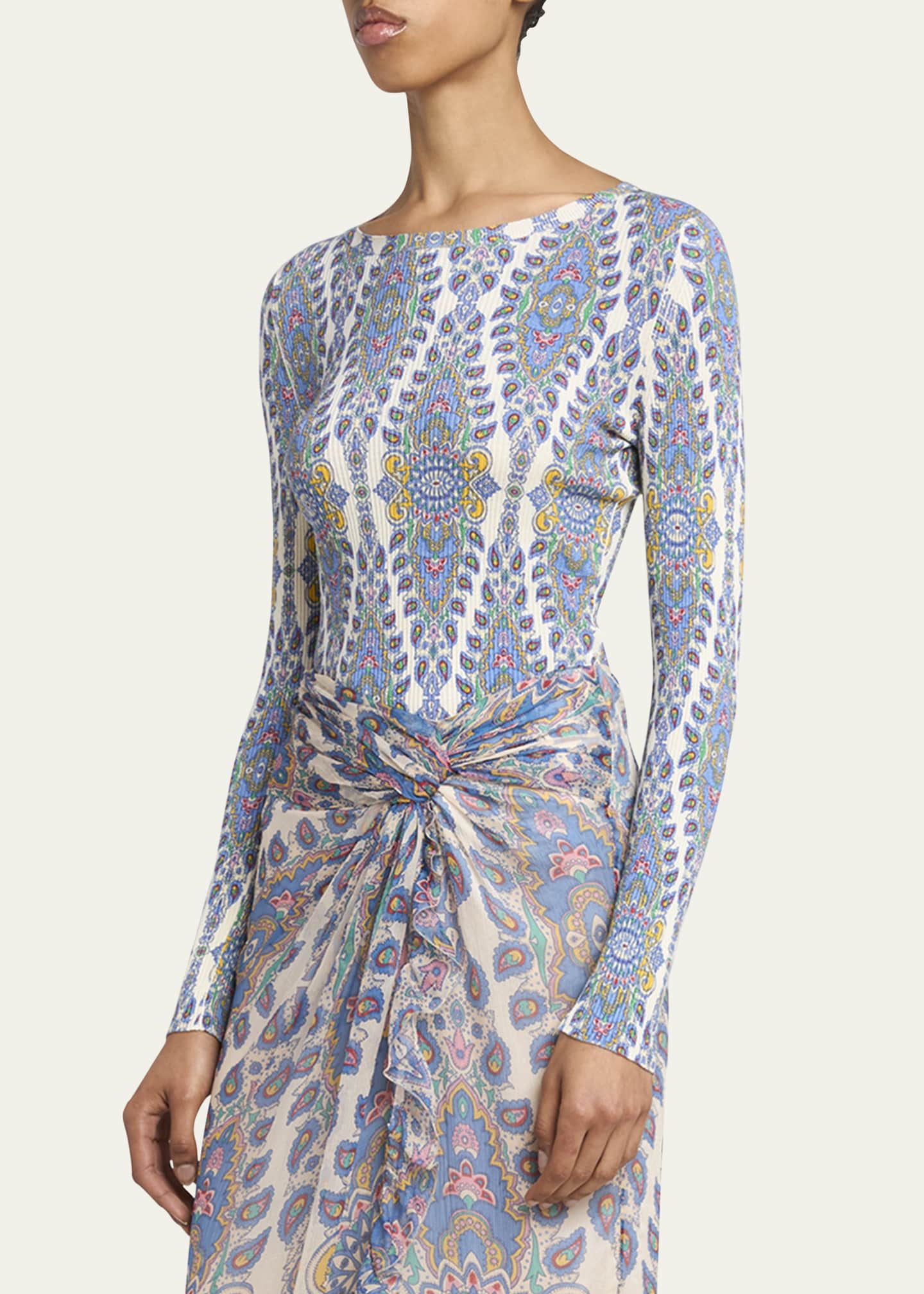Etro Paisley Knit Long-Sleeve Top Image 4 of 4