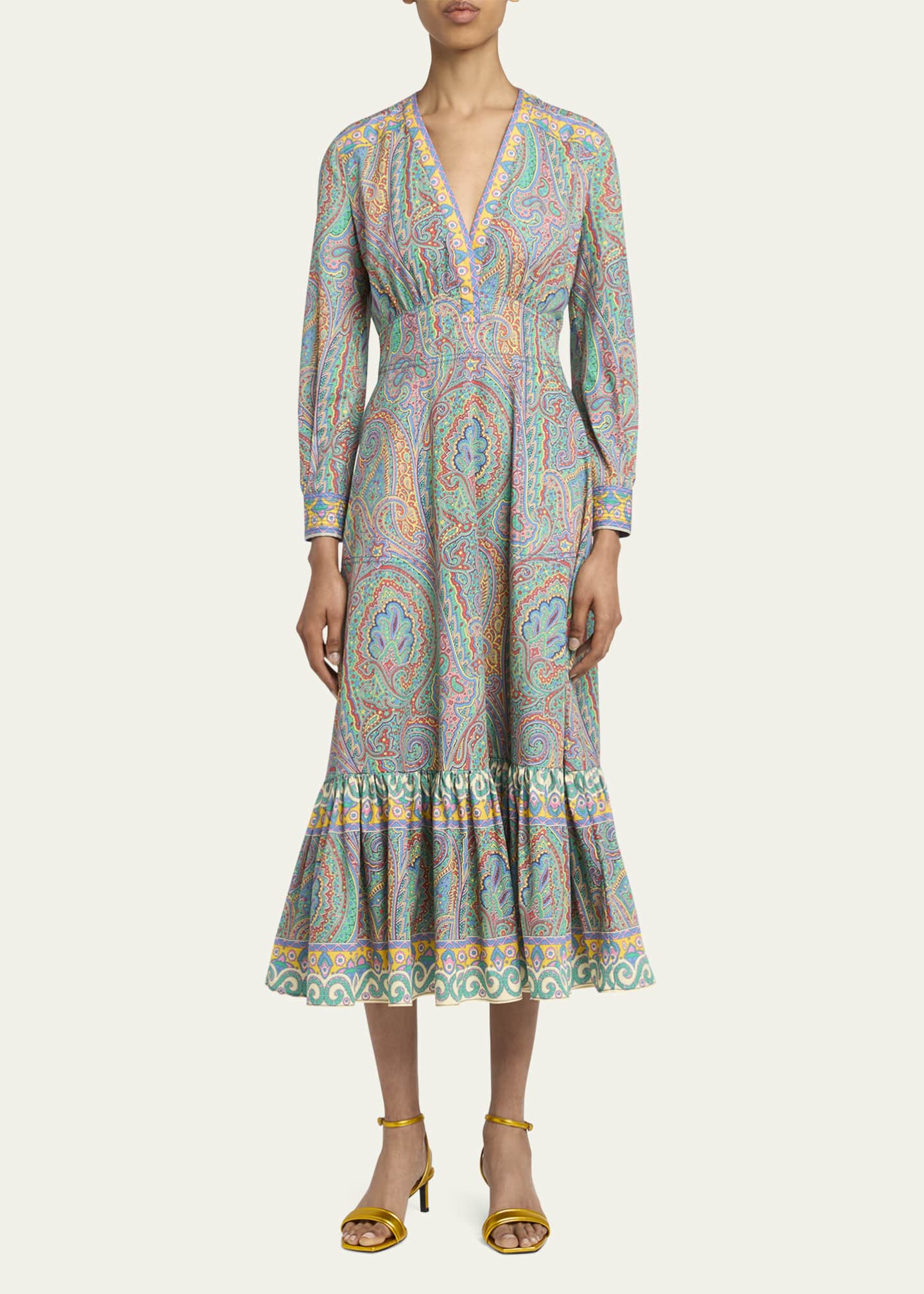 Etro Paisley V-Neck Midi Dress Image 2 of 5