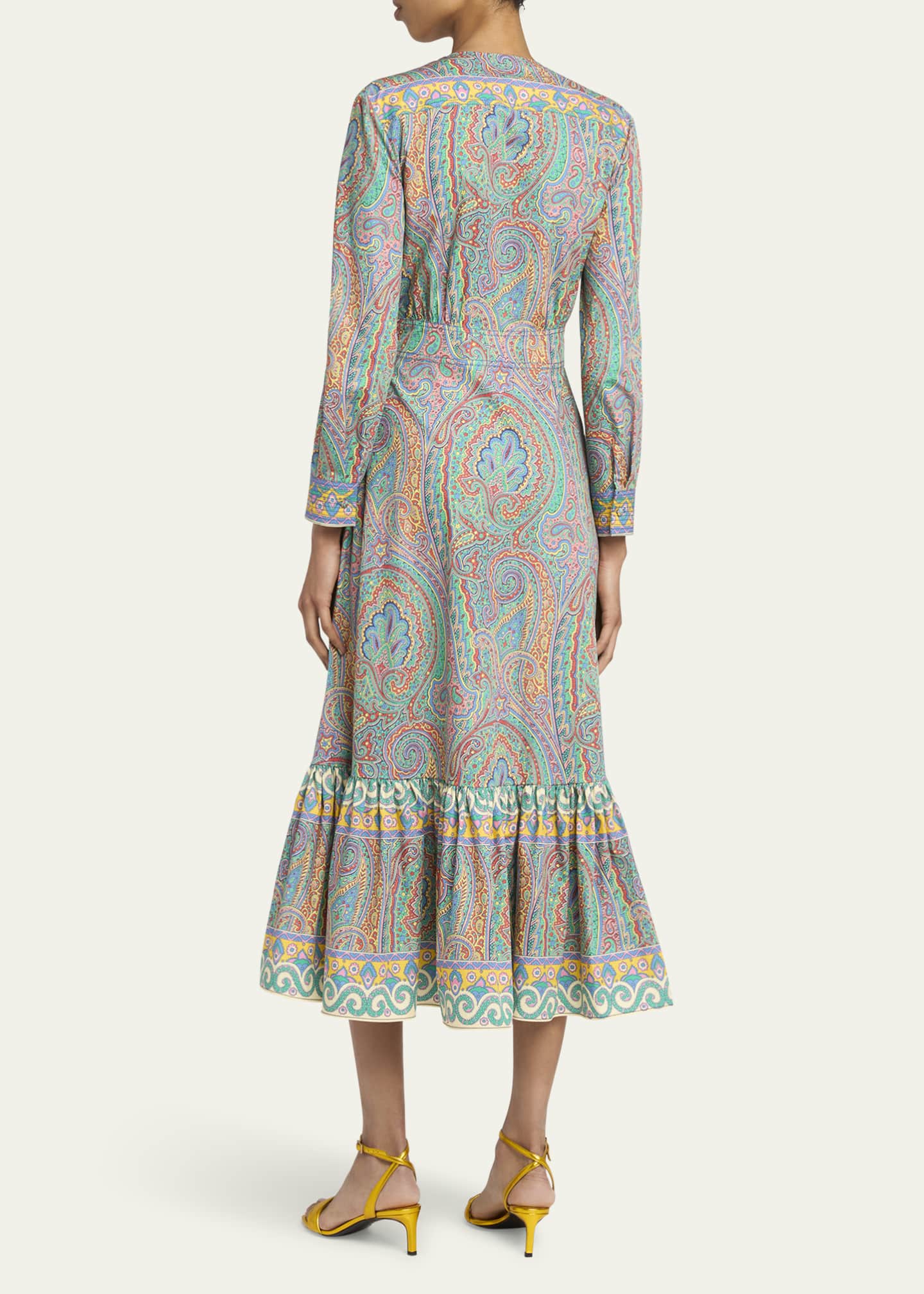 Etro Paisley V-Neck Midi Dress Image 3 of 5
