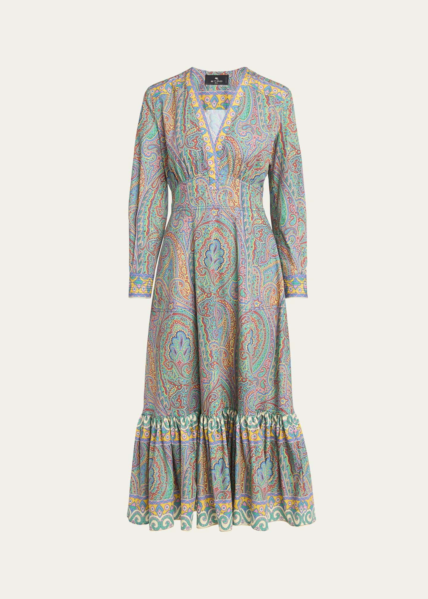Etro Paisley V-Neck Midi Dress Image 1 of 5