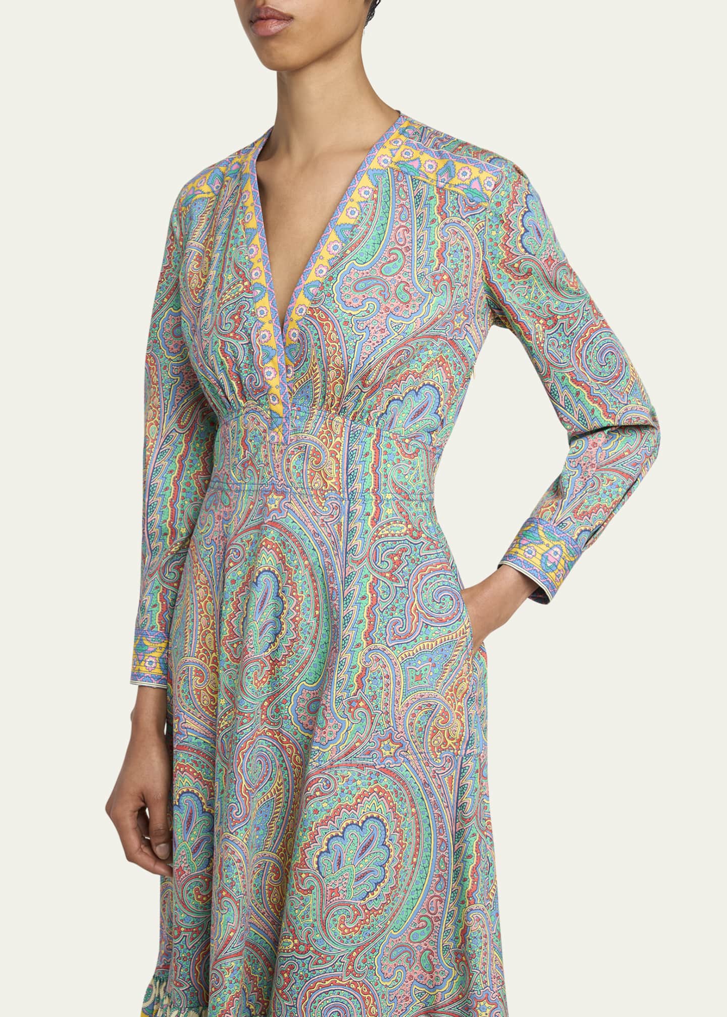 Etro Paisley V-Neck Midi Dress Image 5 of 5