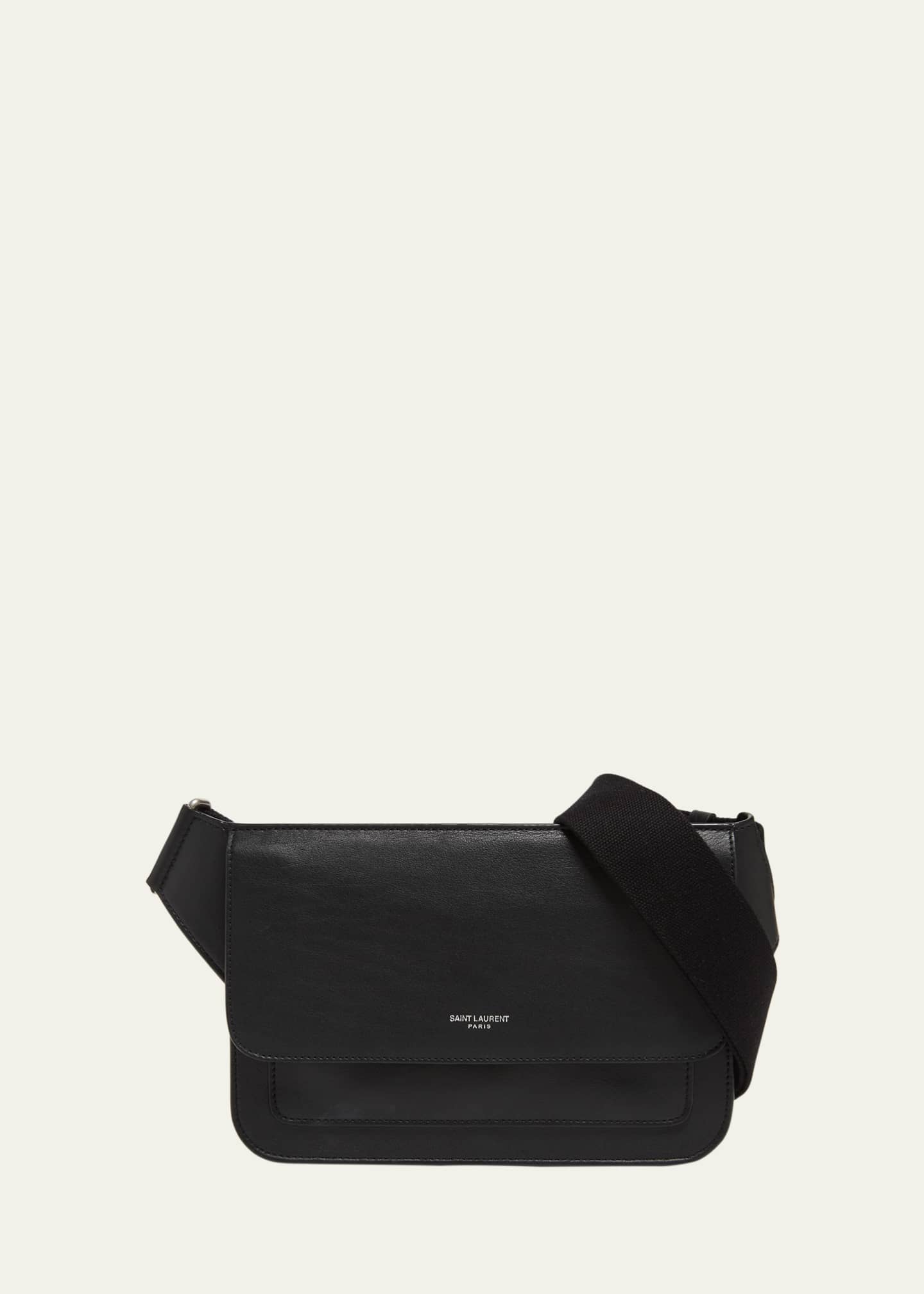 Saint Laurent Men's New Line Leather Belt Bag Image 1 of 5
