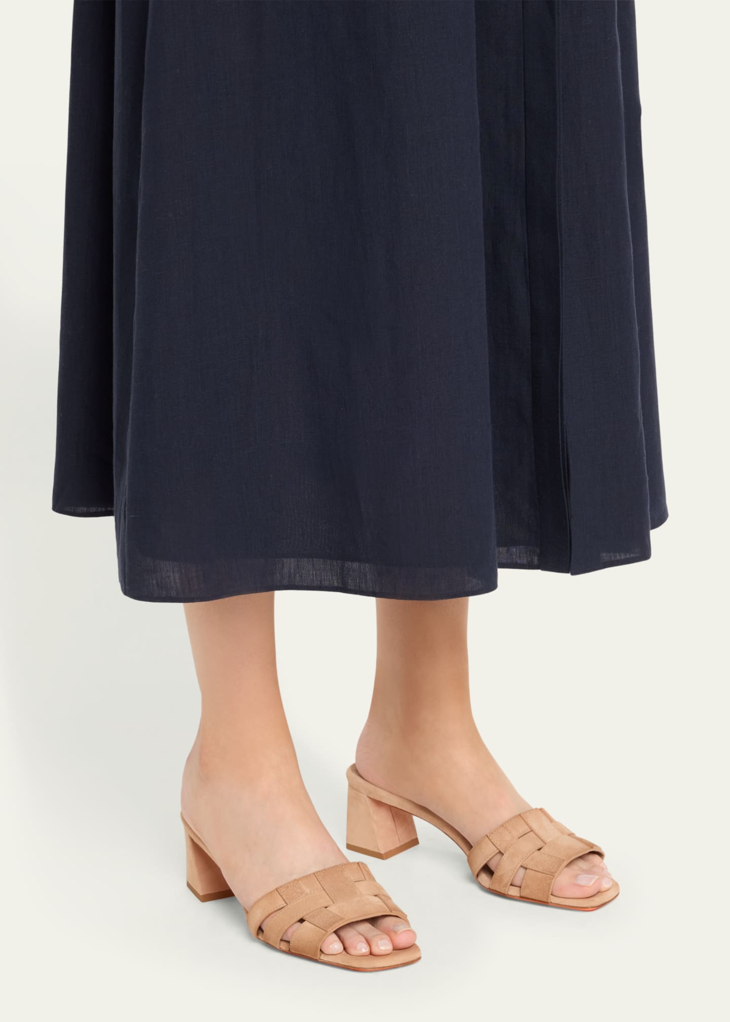Venere Caged Suede Block-Heel Sandals - Thumbnail 2