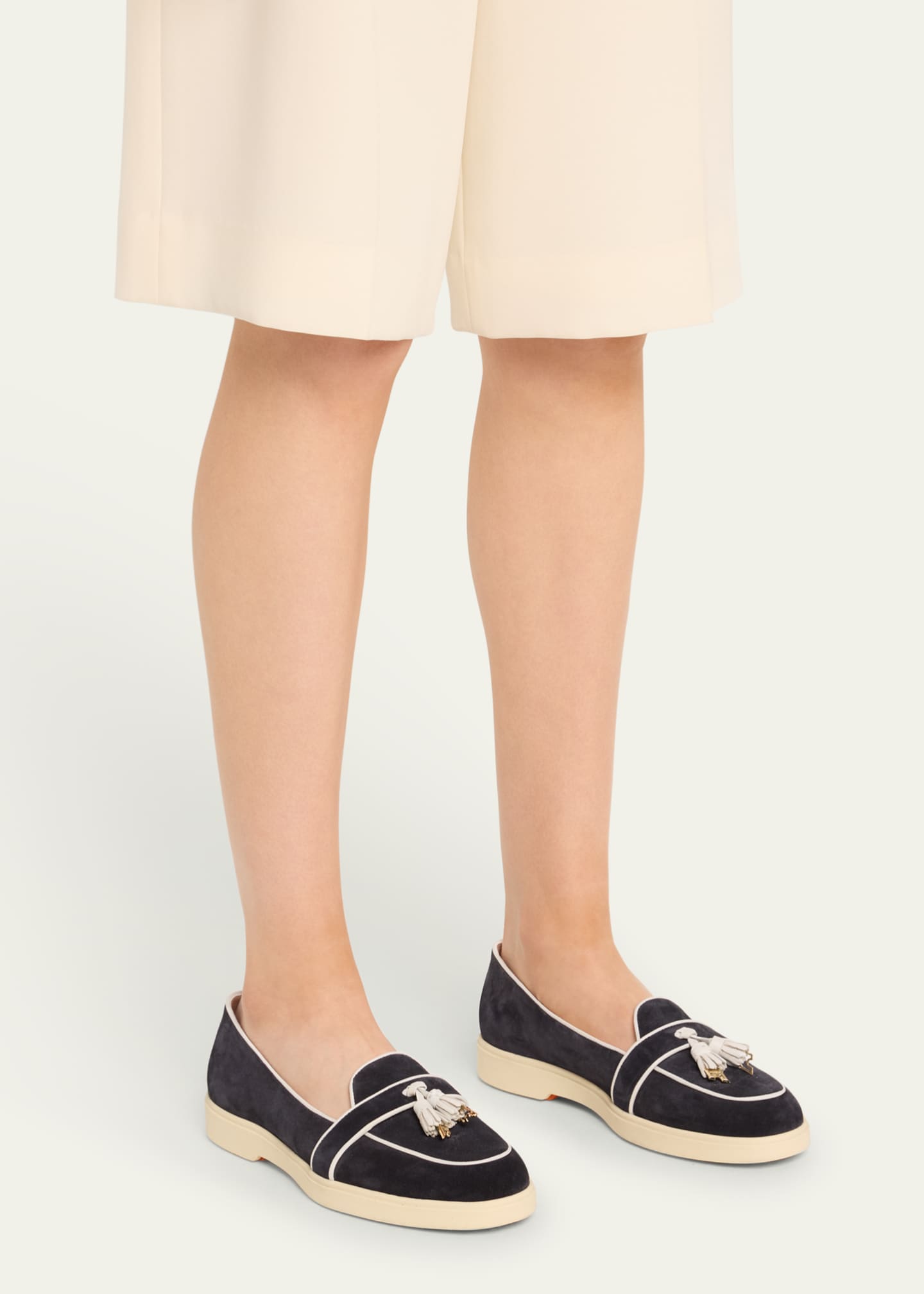 Riviera Suede Bicolor Tassel Loafers - Thumbnail 2