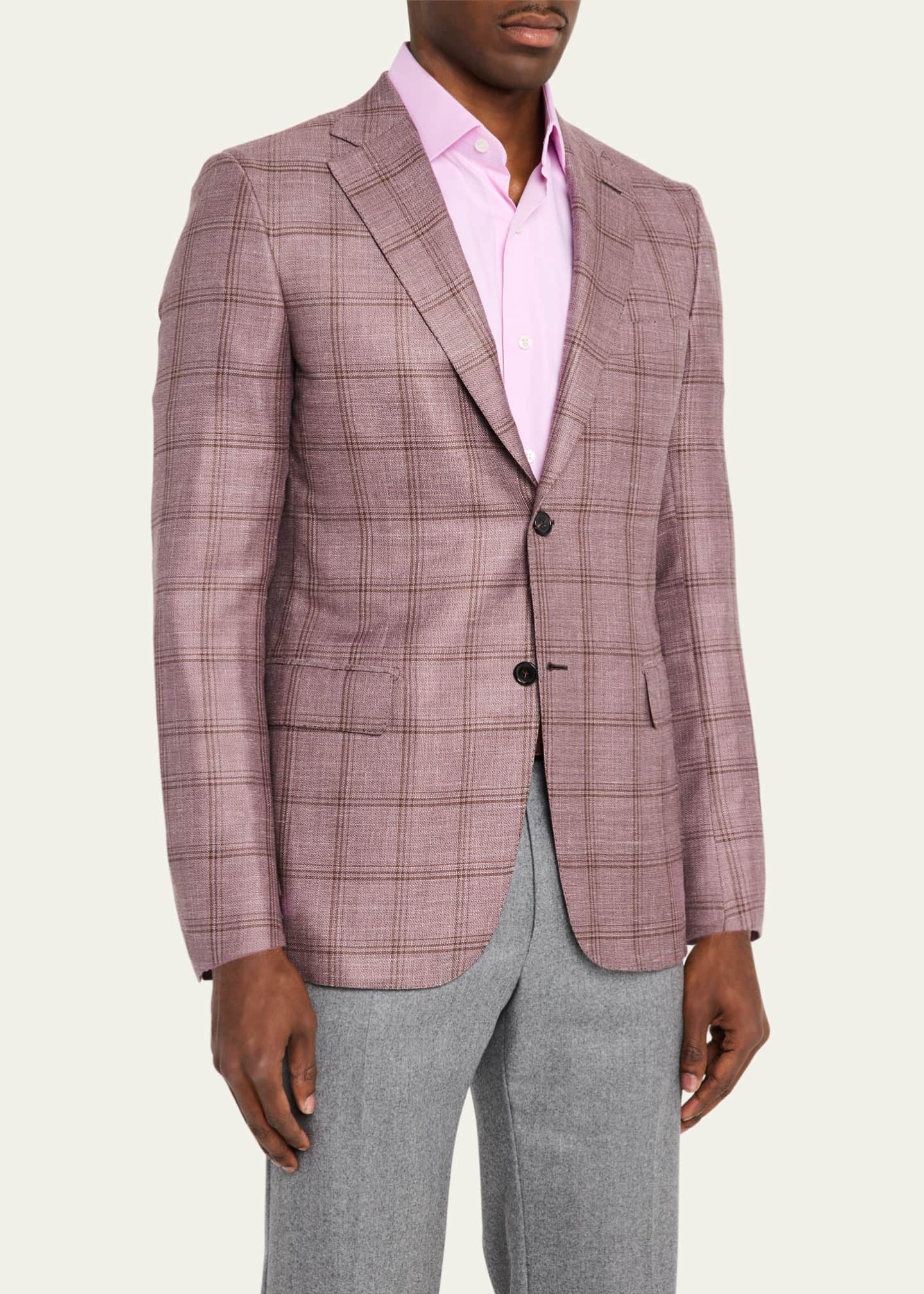 Brioni Men's Tonal Plaid Sport Coat Image 4 of 8