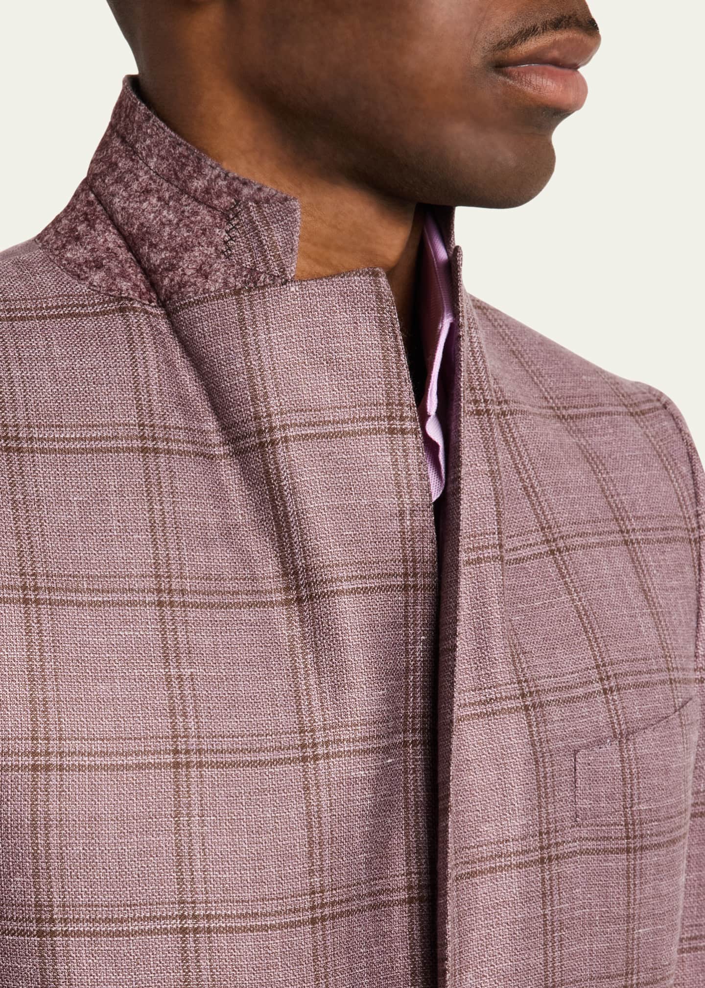 Brioni Men's Tonal Plaid Sport Coat Image 7 of 8