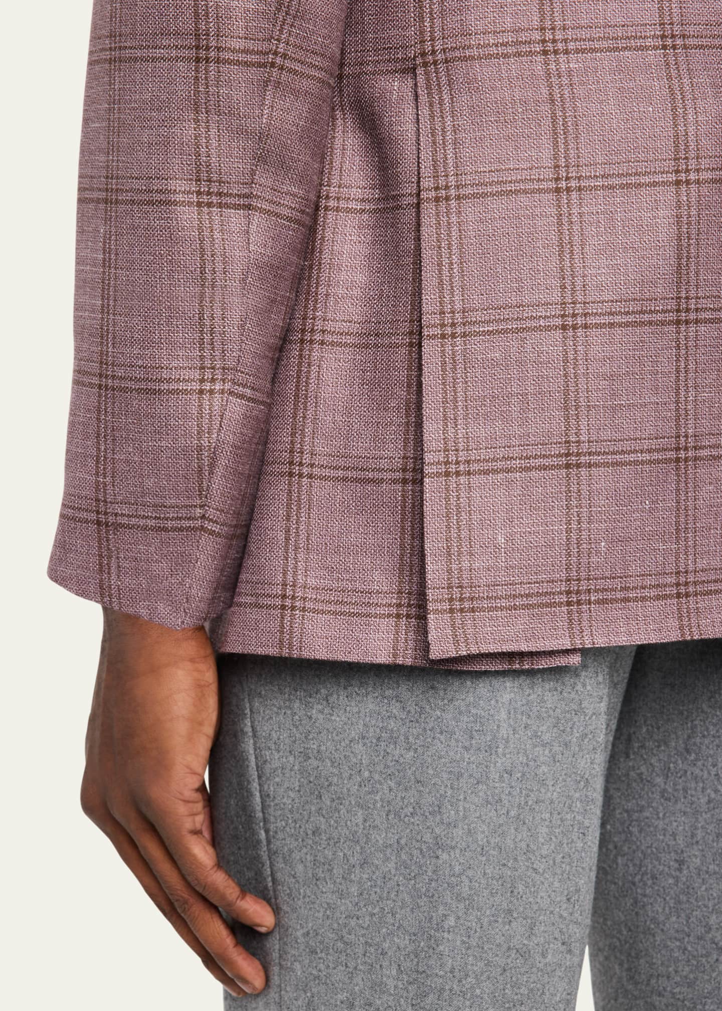 Brioni Men's Tonal Plaid Sport Coat Image 8 of 8