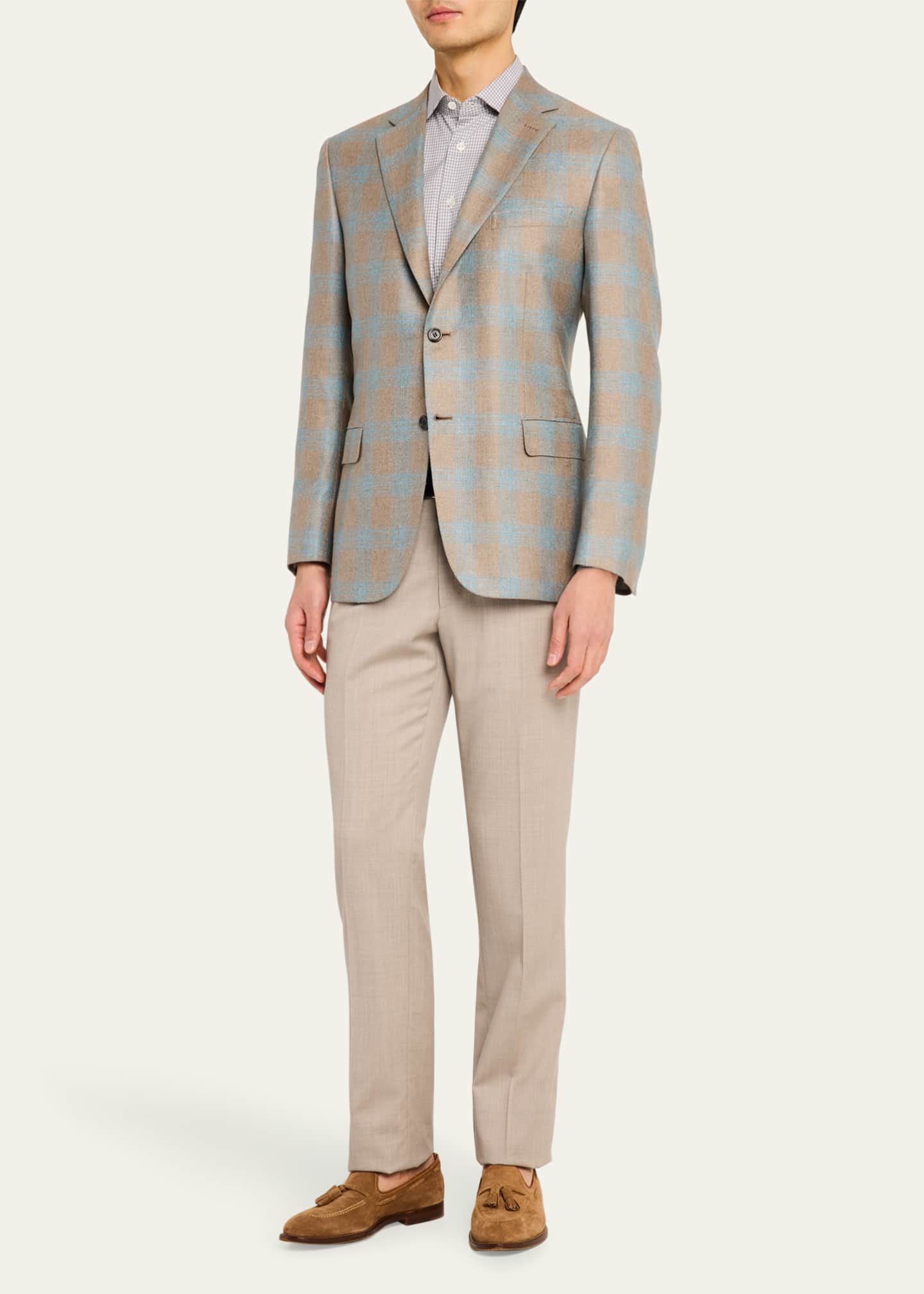Brioni Men's Silk-Cashmere Plaid Sport Coat Image 2 of 8