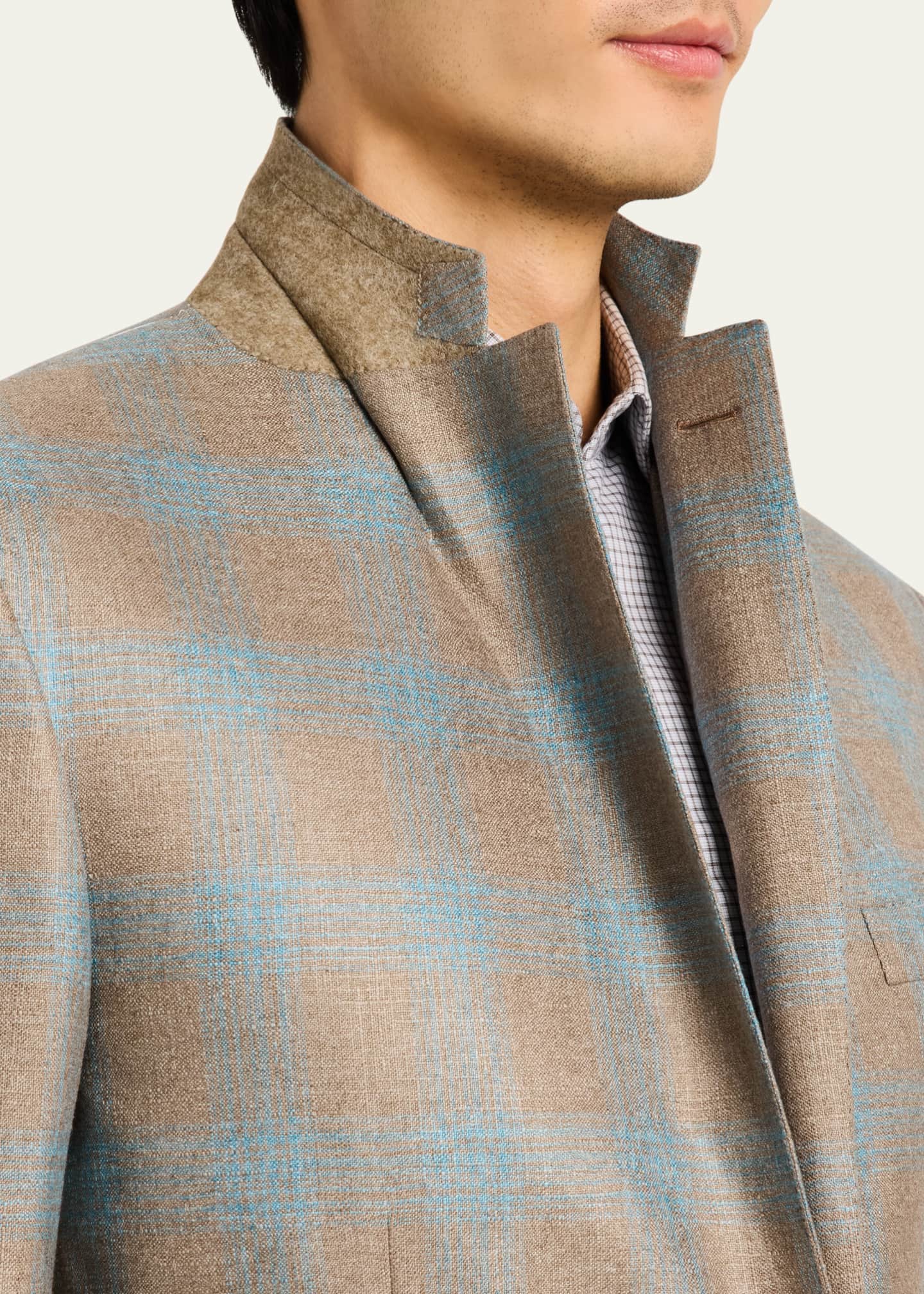 Brioni Men's Silk-Cashmere Plaid Sport Coat Image 7 of 8
