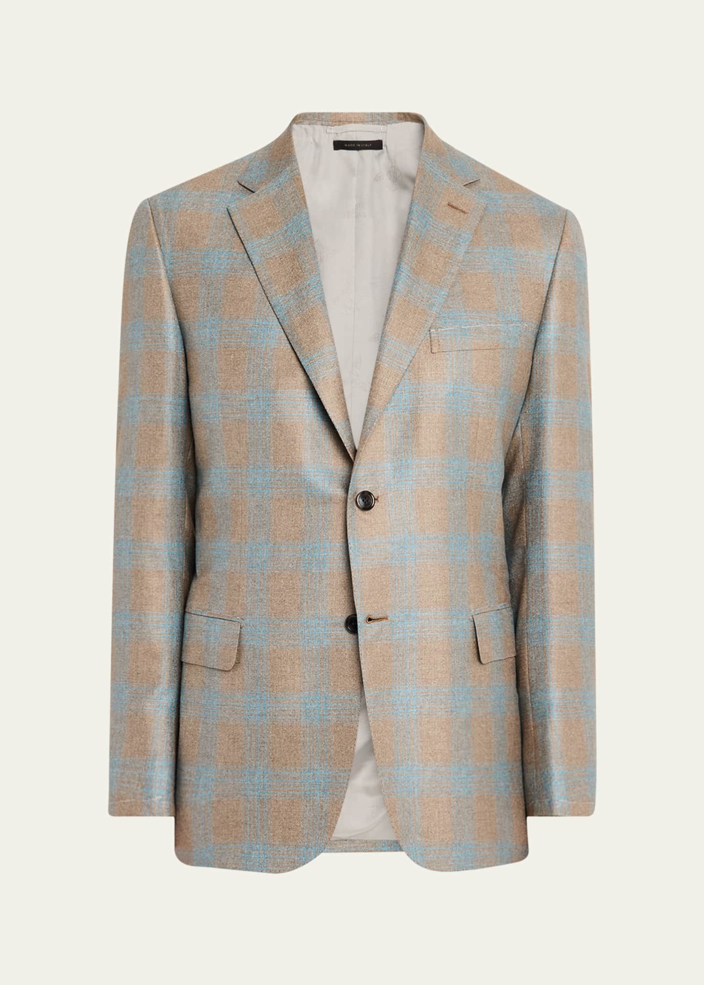 Brioni Men's Silk-Cashmere Plaid Sport Coat Image 1 of 8