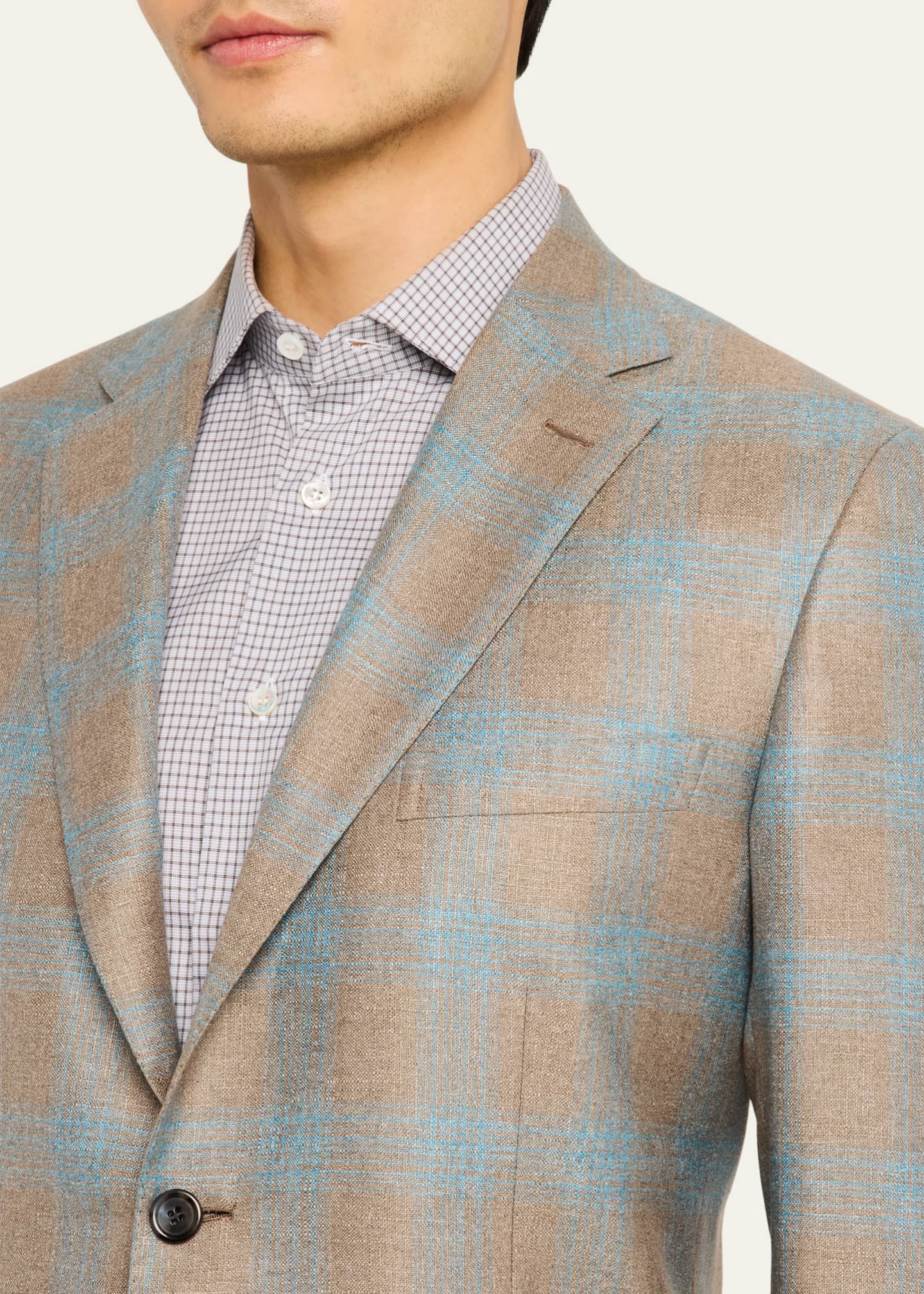 Brioni Men's Silk-Cashmere Plaid Sport Coat Image 5 of 8