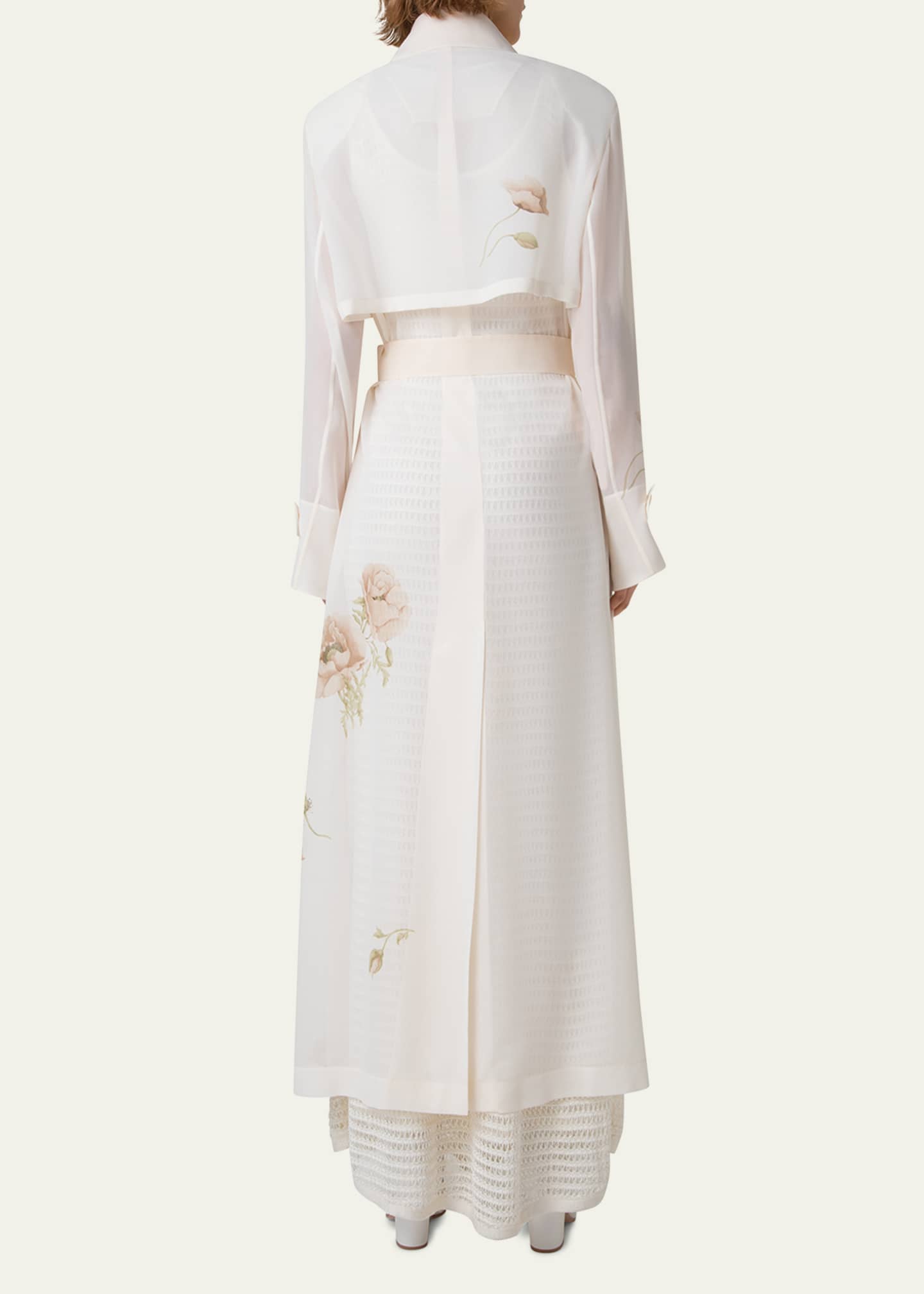 Akris Haider Floral-Print Silk Crepe Trench Coat Image 3 of 5