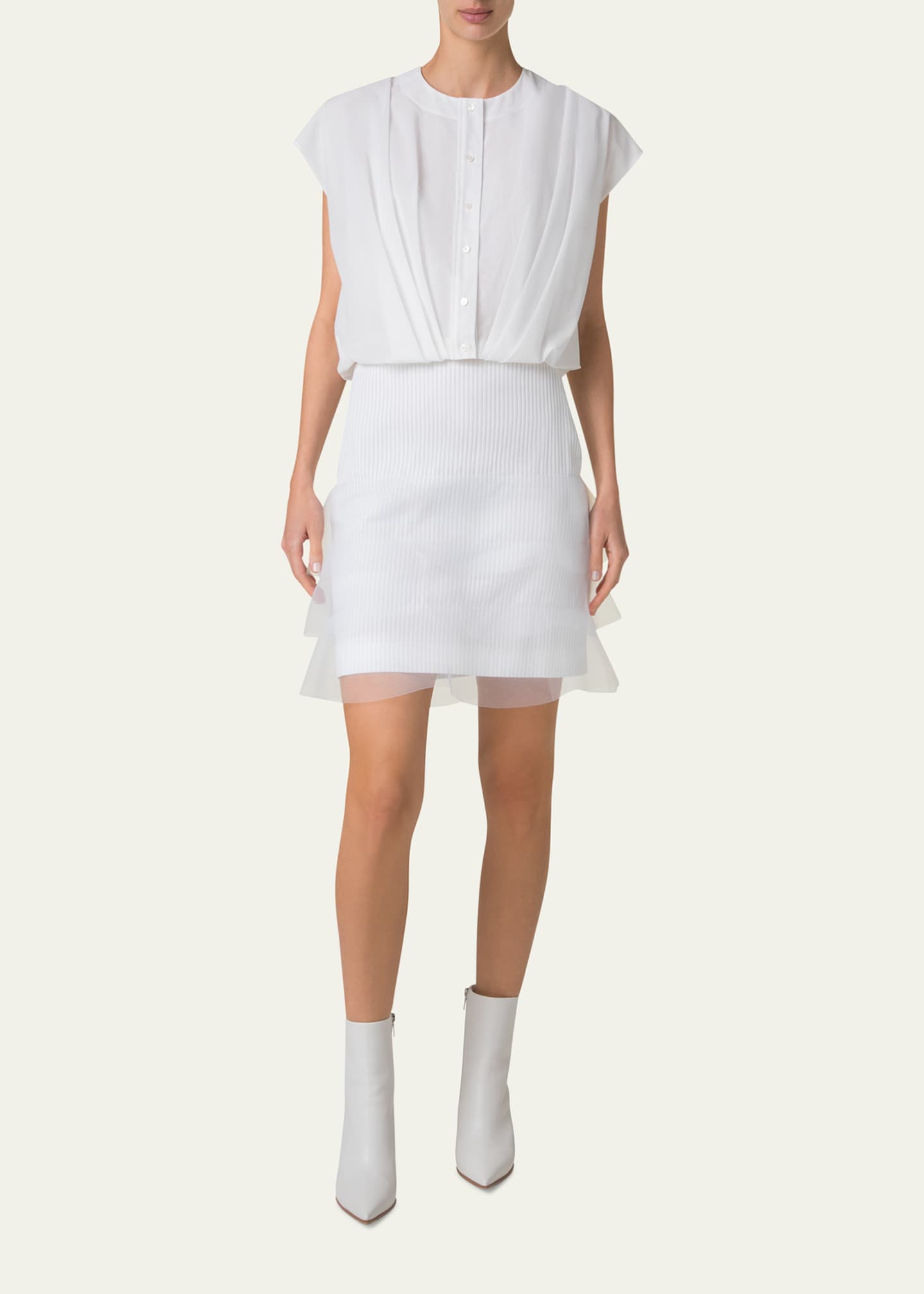 Akris Ruffle-Trim Ribbed Mini Skirt Image 2 of 5