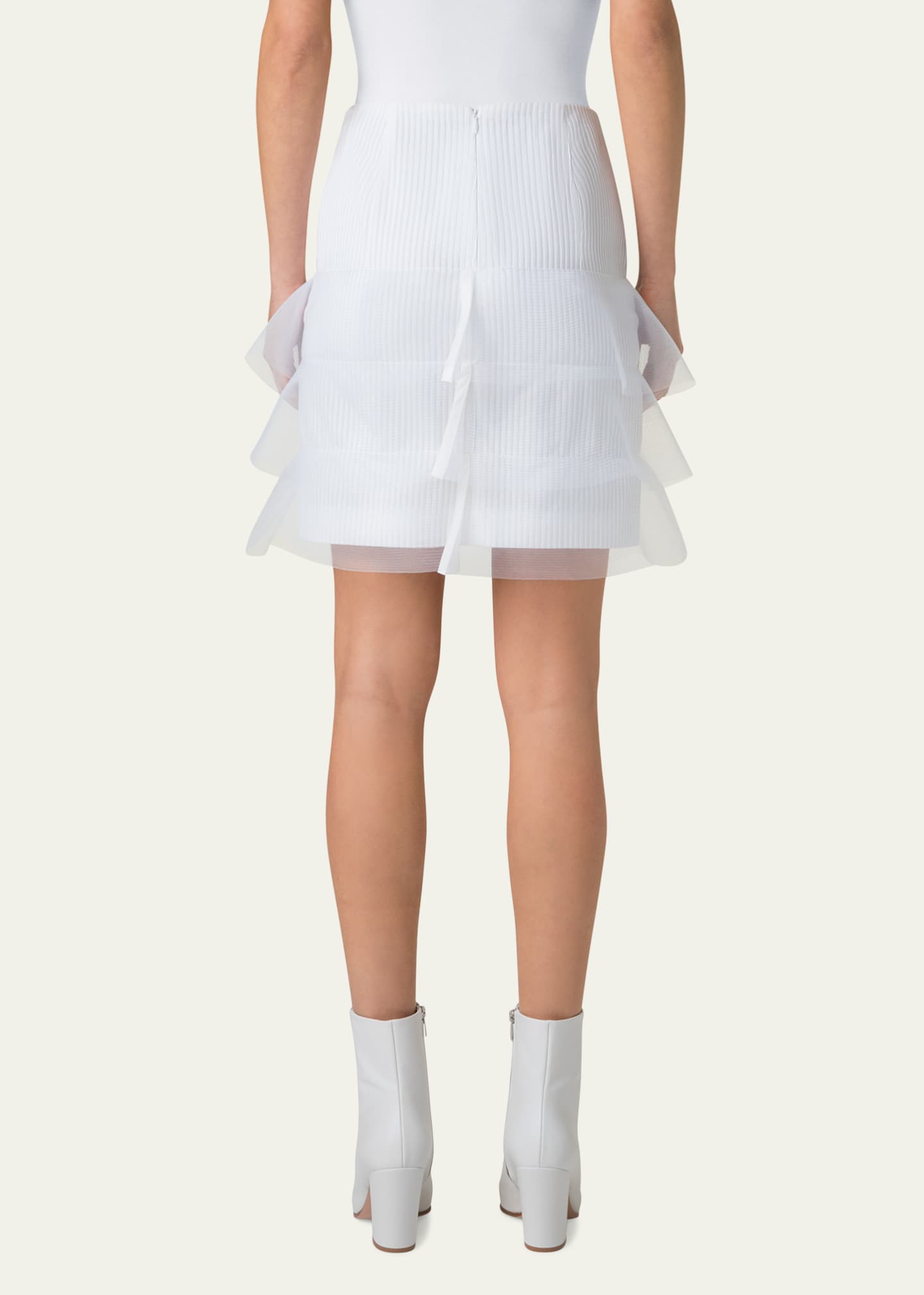 Akris Ruffle-Trim Ribbed Mini Skirt Image 3 of 5